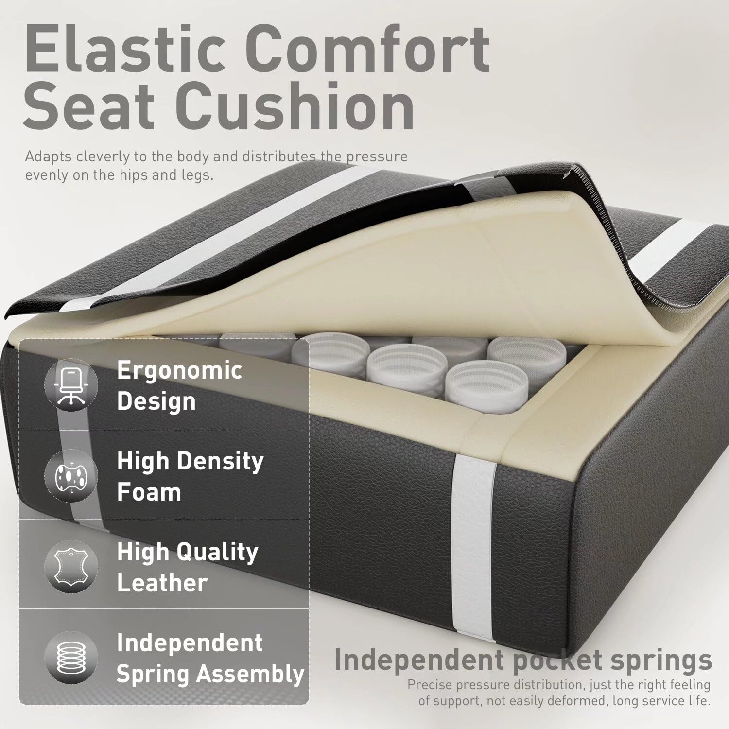 HLDIRECT Ergonomic Gaming Chair for Adults - High Back PU Leather Computer Chair with Adjustable Headrest & Lumbar Support - Swivel Office Chair for PC, Video Games & Work - Black & White Design - Perfect for Home Office, Gaming Setup & Streaming Station