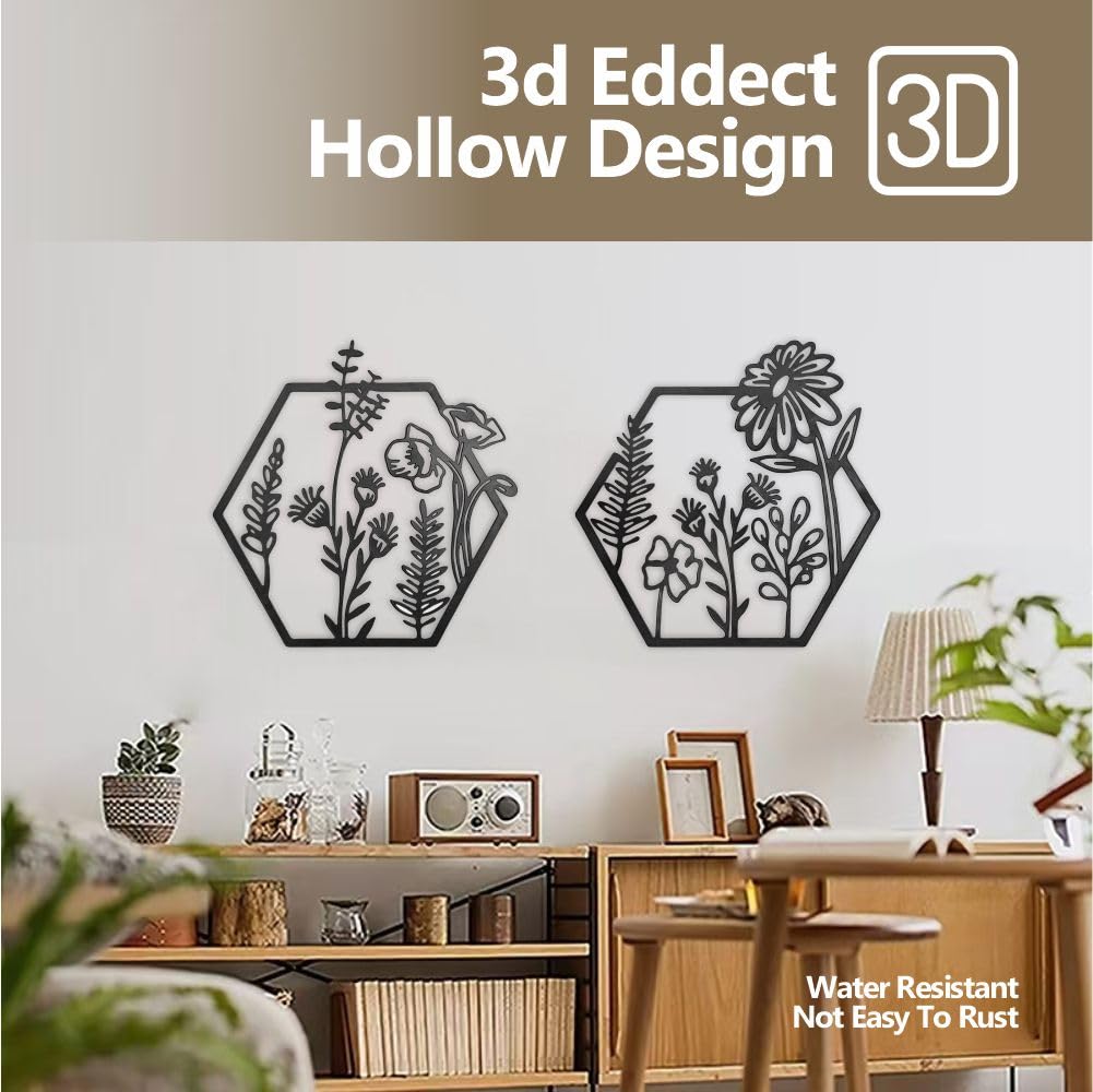 Large Metal Vase Wall Art - Modern Hanging Wall Sculpture Decor Set of 5 for Indoor Spaces | Perfect for Kitchen, Bathroom, Bedroom & Living Room Wall Decorations | Elegant Home & Office Interior Design Accent