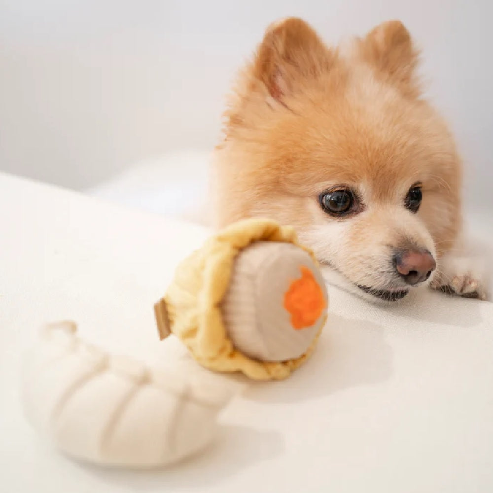 Dim Sum Pop Set of 2 Pcs Dog Toy - Chew-Resistant Plush Dumpling Pet Toys for Small & Medium Dogs - Perfect for Playtime, Training & Cuddling