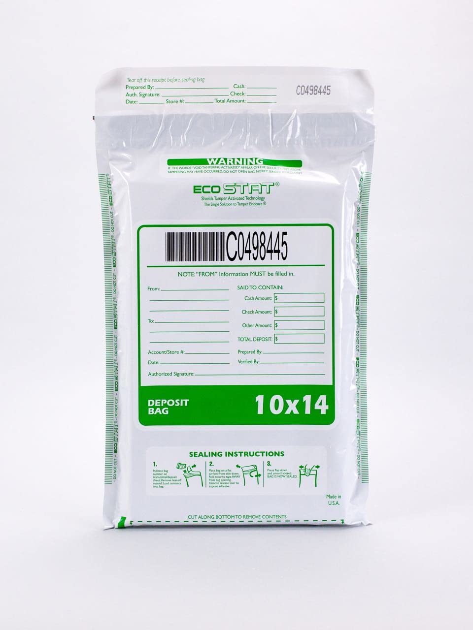 100 Pack Tamper Evident Deposit Bags 10