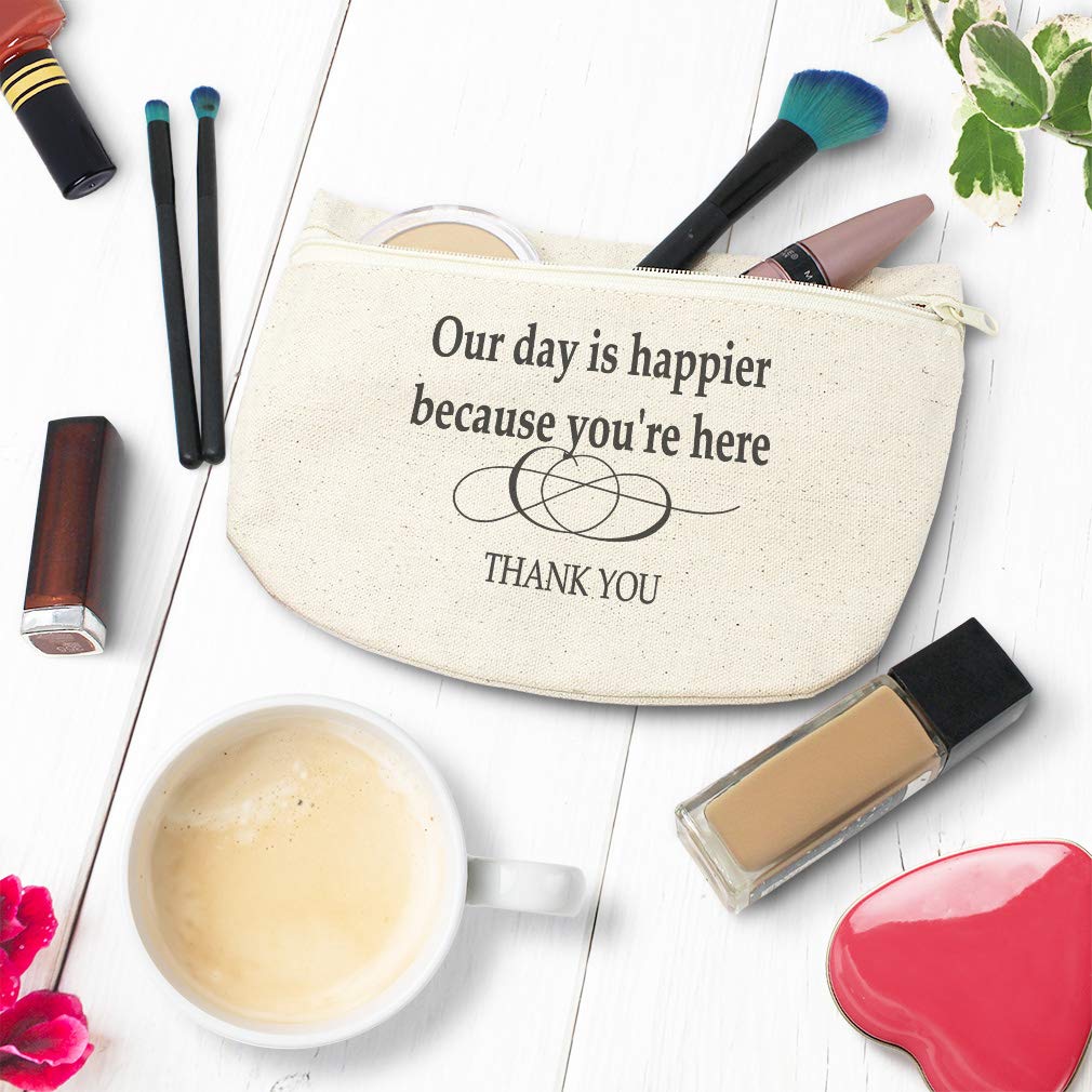 Custom Personalized Canvas Makeup Bag - 9x6 Inch Natural Design Tote Pouch for School Supplies & Cosmetics | Perfect Gift for Teachers, Students & Friends | Great for Everyday Use, Travel & Organization