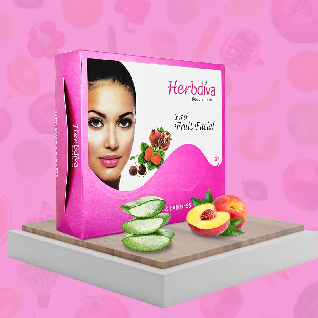 Herbdiva Fresh Fruit Facial Kit 130g with Aloe Vera & Fruit Enzymes - Insta Glow & Brightening Treatment for Radiant Skin | At-Home Spa & Self-Care Beauty Routine