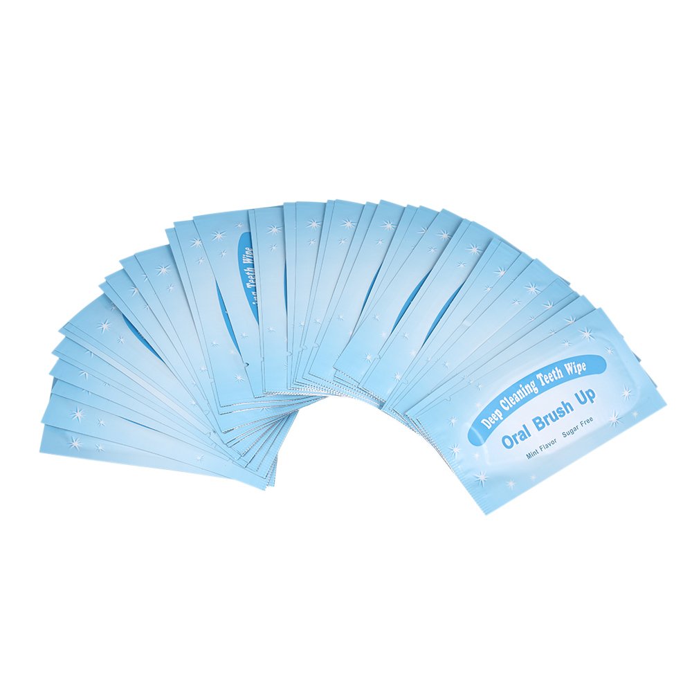 Mint-Flavored Teeth Whitening Wipes - 100 Count | Oral Cleaning & Fresh Breath Finger Wipes for On-The-Go Dental Care, Travel & After Meals