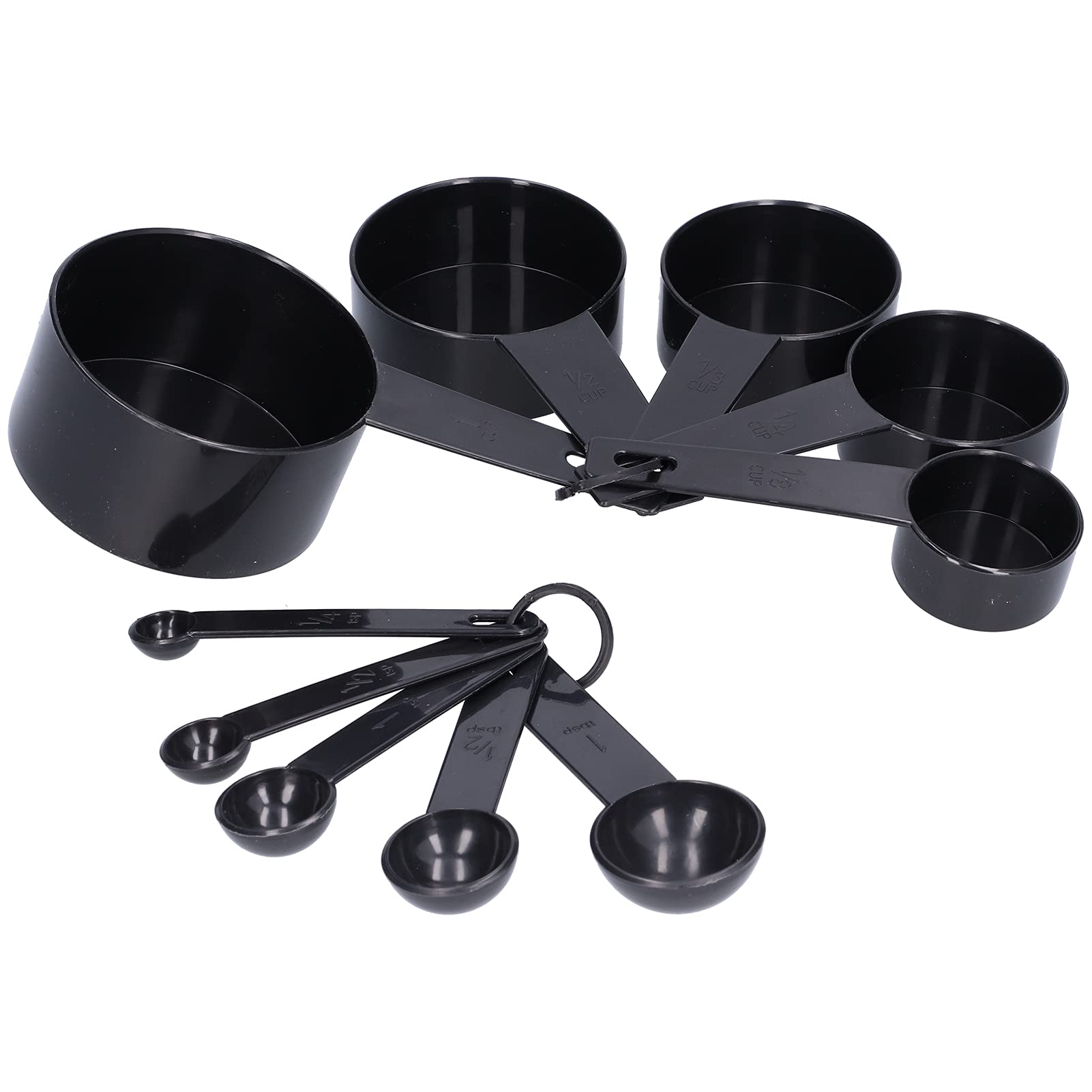 10-Piece Plastic Measuring Spoon Set - BPA-Free Kitchen Tools for Precise Baking & Cooking | Ideal for Measuring Spices, Flour, Sugar & More (Black)
