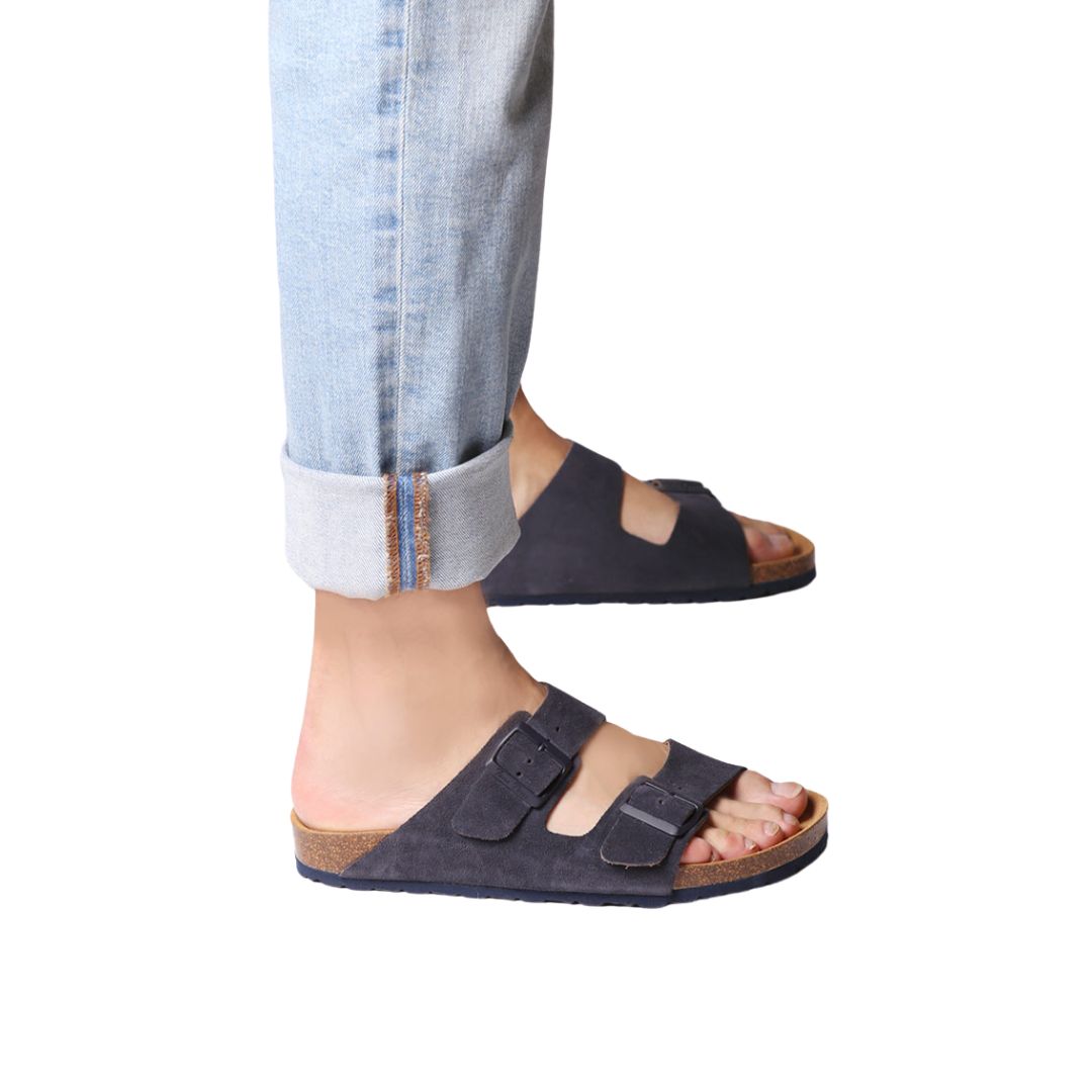 Premium Split Leather Open Toe Bio Sandals for Men - Comfortable & Durable - GER QT - Perfect for Beach, Pool & Summer Outdoor Activities