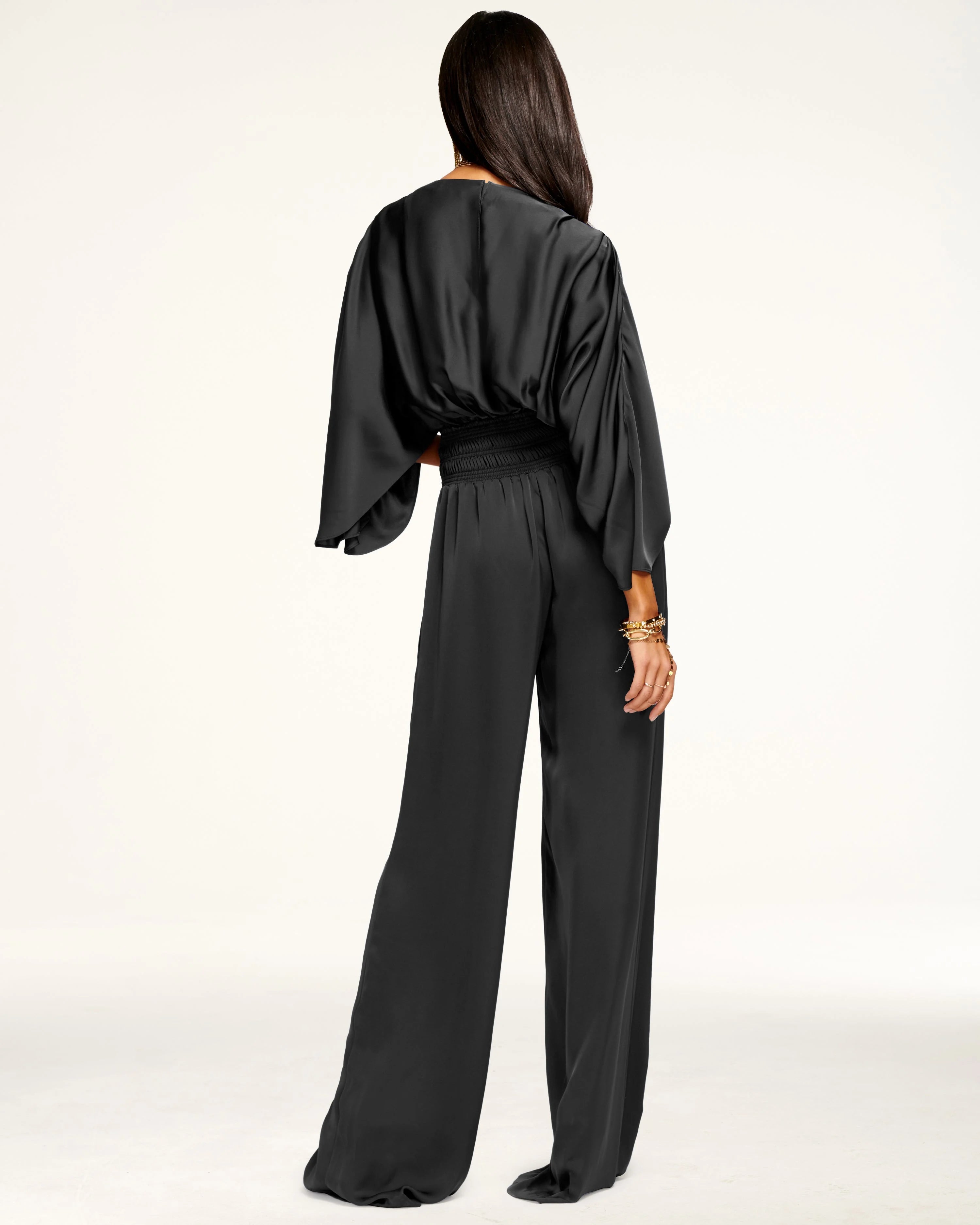 Cheri Wide Leg Jumpsuit for Women - Black Stretchy Comfortable Lounge Wear (Perfect for Casual Outings, Travel & Relaxing at Home)