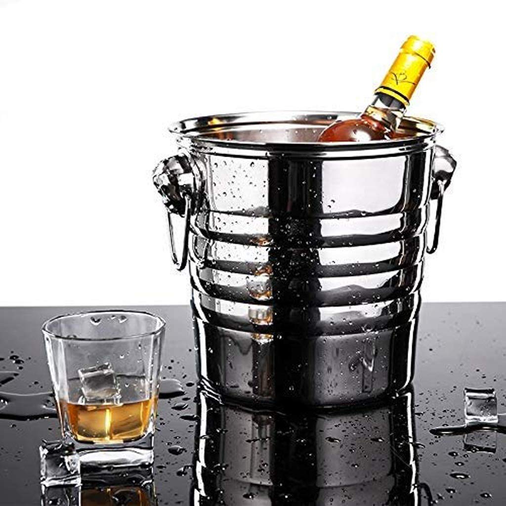 Premium Stainless Steel Ice Bucket - Double Wall Insulated Round Beverage Tub with Handles - Hammered Metal Drink Cooler for Chilling Wine, Beer & Cocktails - Perfect for Parties, Weddings & Outdoor Events