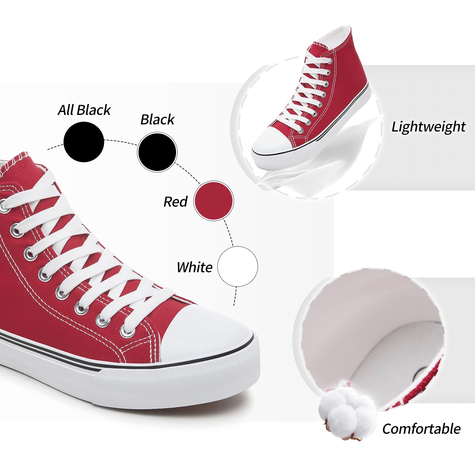 Yageyan Women's High Top Canvas Sneakers - Lace Up Fashion Shoes for Casual Wear, Classic Style - Perfect for Everyday Outfits, Walking & Street Fashion