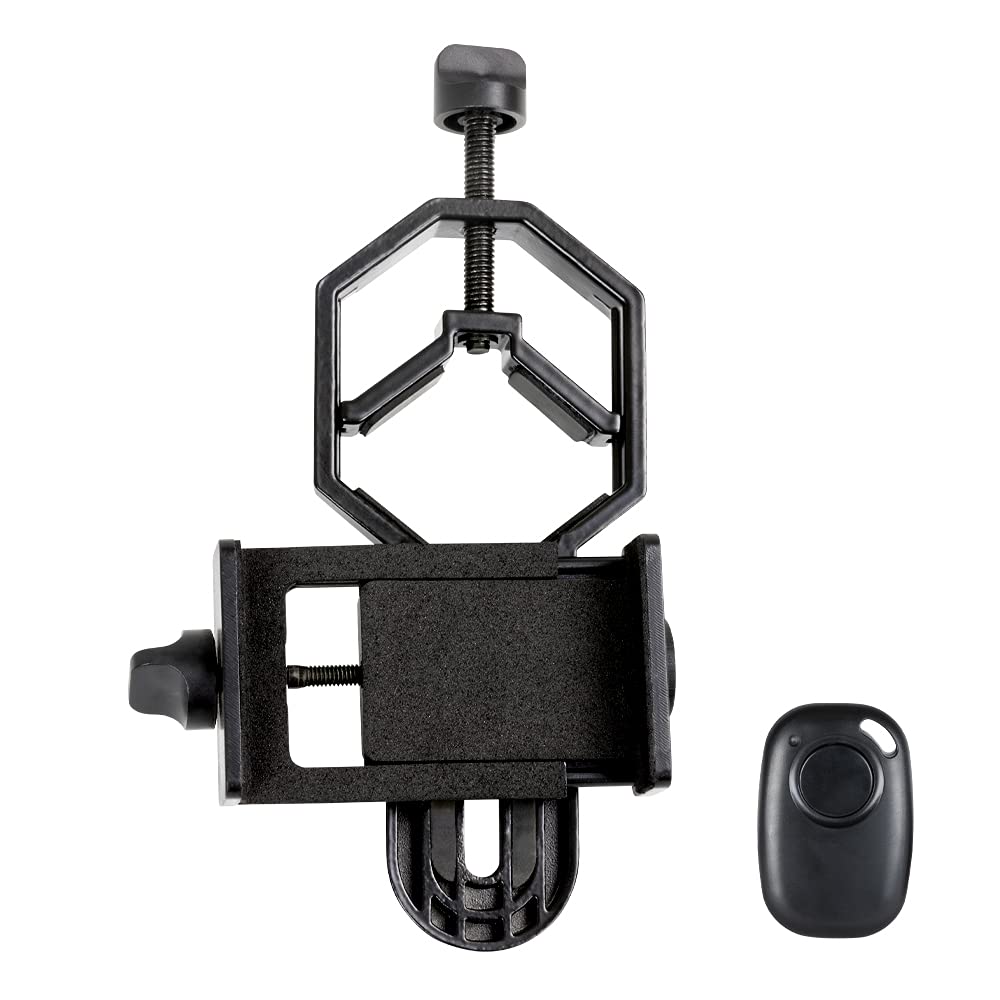 Basic Smartphone Adapter DX with Bluetooth Remote & 93524 Roof/Porro Binocular Tripod Mount - Universal Phone Holder for Bird Watching, Stargazing & Outdoor Photography (Black)