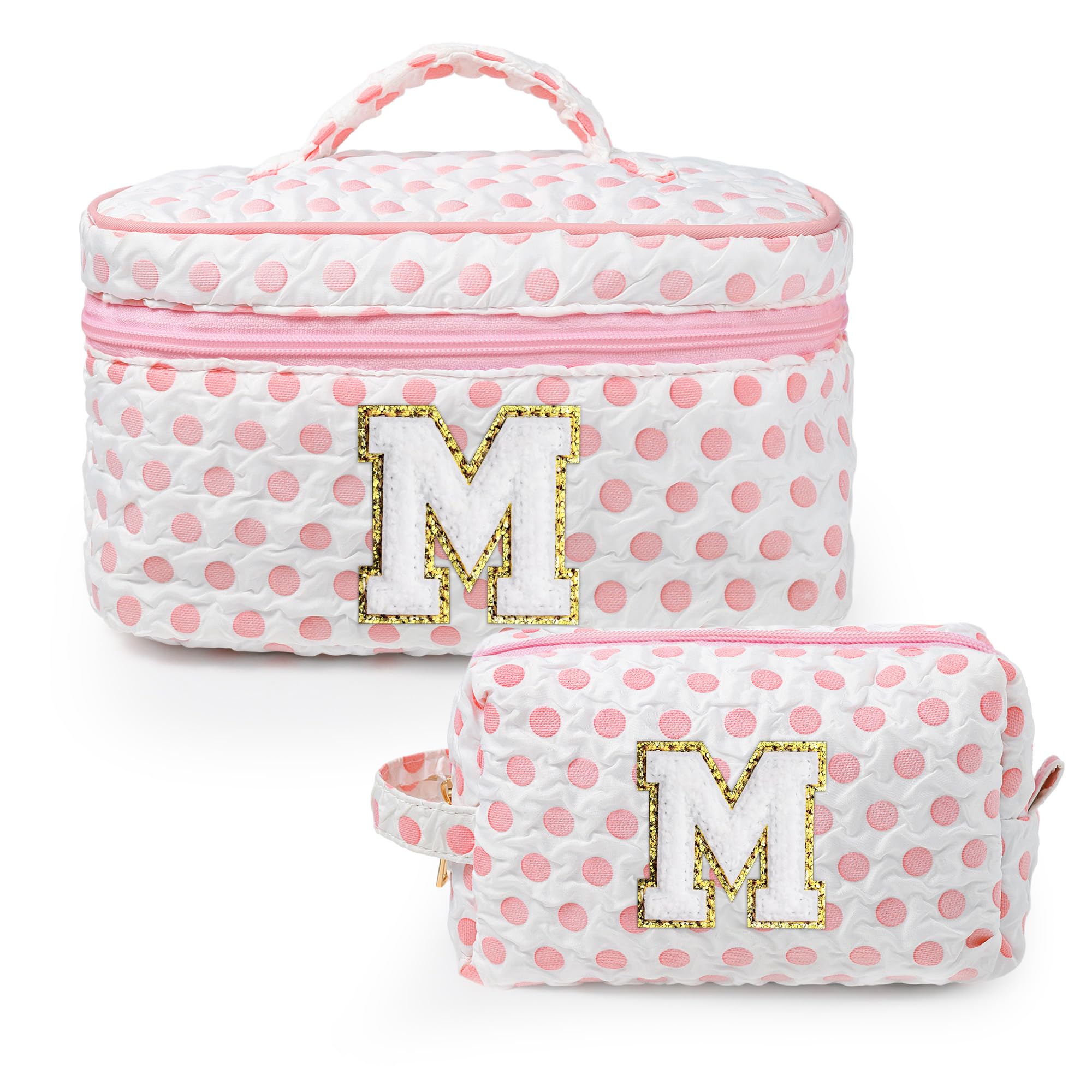 YOOLIFE Personalized Initial Makeup Bag for Teens - Travel Cosmetic Pouch for Girls Age 5-16 | Cute Birthday Gift, Easter Present & School Essentials | Perfect for Sleepovers, Travel & Daily Organization