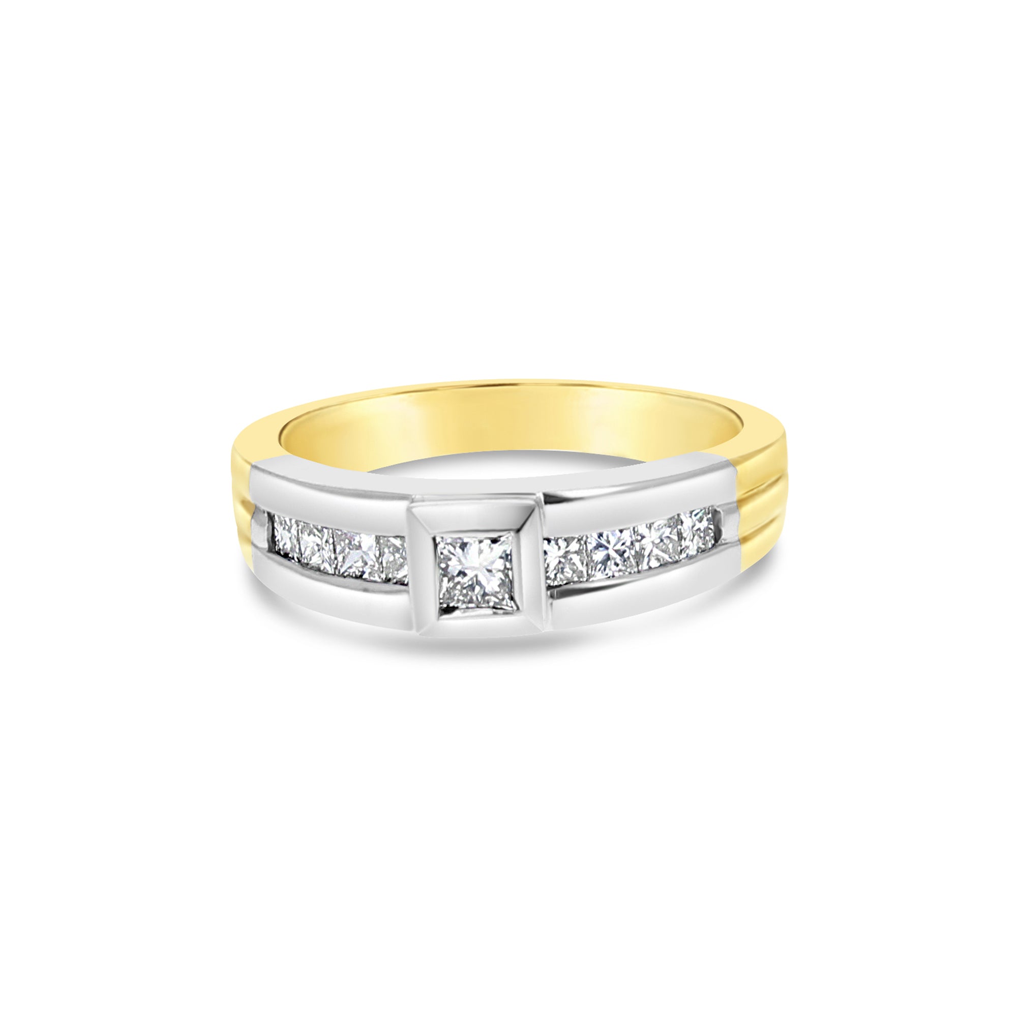 Two-Toned Princess Cut Diamond Wedding Band for Women – Elegant Bridal Ring for Engagement, Anniversary & Special Occasions