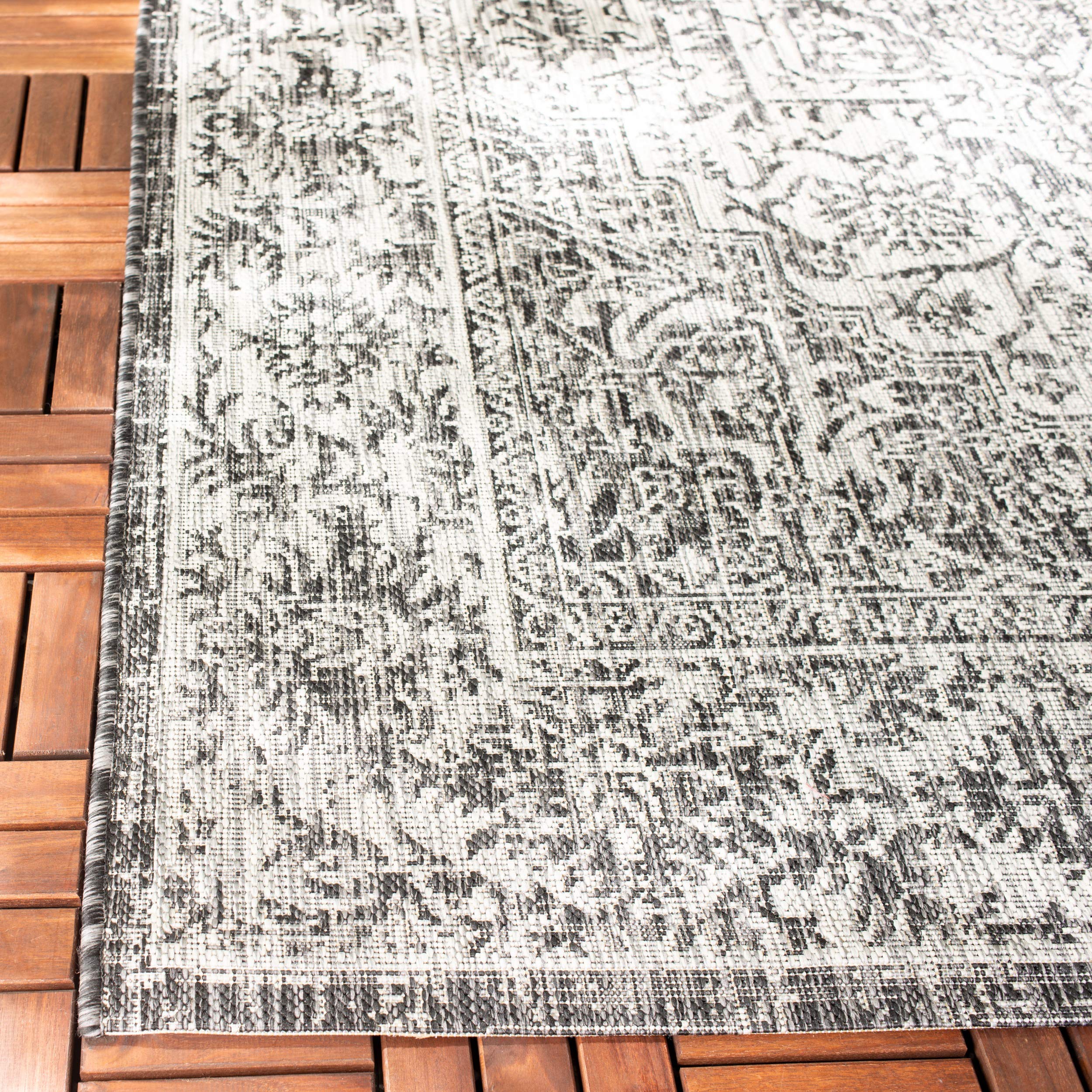 SAFAVIEH Courtyard Collection 8' x 11' Slate Grey Indoor Outdoor Waterproof Rug - Easy to Clean, Stain Resistant Area Carpet for Patio, Backyard, Mudroom, Deck & Poolside (CY8763)