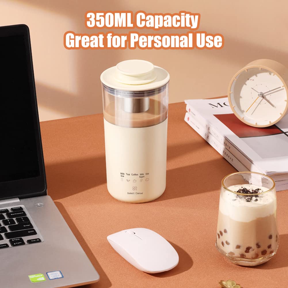 5-in-1 Portable Electric Kettle for Coffee, Tea & Milk Foam - 350ML Travel Mug with Auto Stir & Fast Boiling (110V) | Perfect for Home, Office & Travel | DIY Different Drinks in 7 Minutes