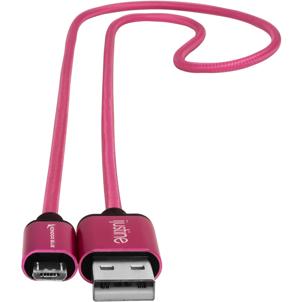 Kondor Blue iJustine Micro USB to USB A 10ft Charging & Sync Cable (Pink) - Fast Charging for Smartphones, Tablets & More | Perfect for Home, Office & Travel