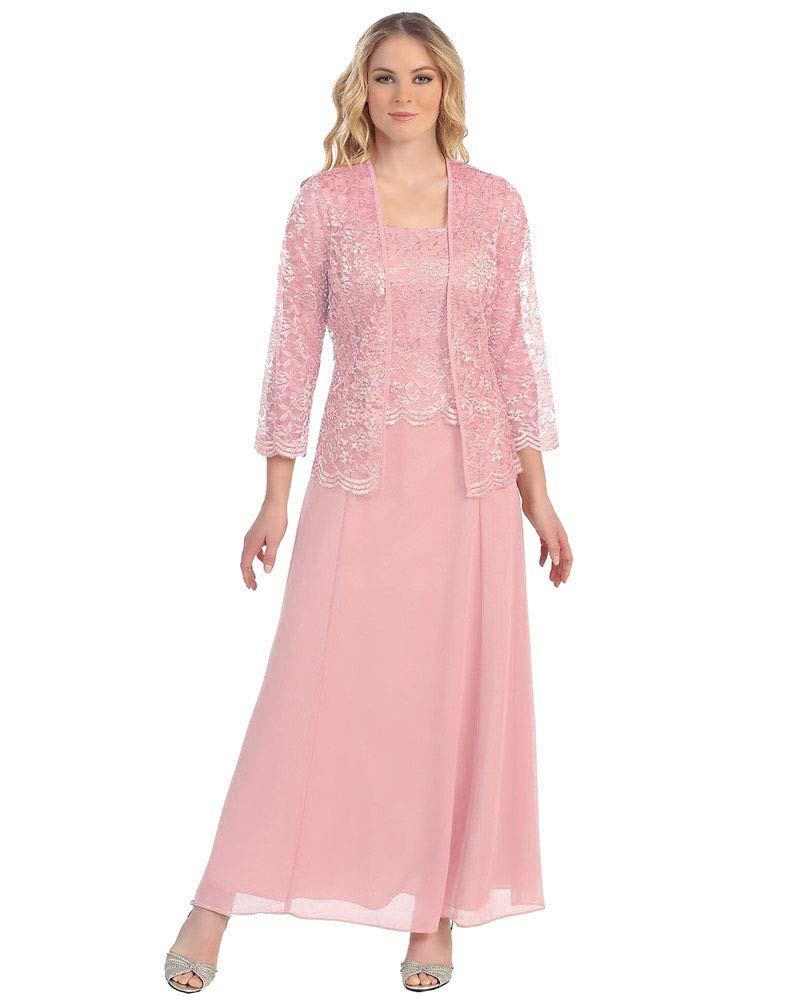 Elegant Lace Mother of The Bride Dresses with Jacket - 3/4 Sleeve Chiffon Formal Evening Gowns for Women | Perfect for Weddings, Galas & Special Occasions