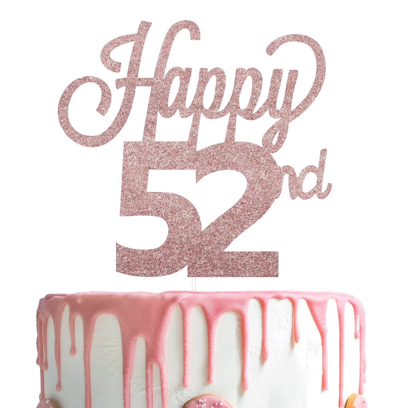 LINGTEER Happy 52nd Birthday Cake Topper - Cheers to 52 Years Old Party Decorations - Perfect for Birthday Cakes, Cupcakes & Dessert Table Centerpieces