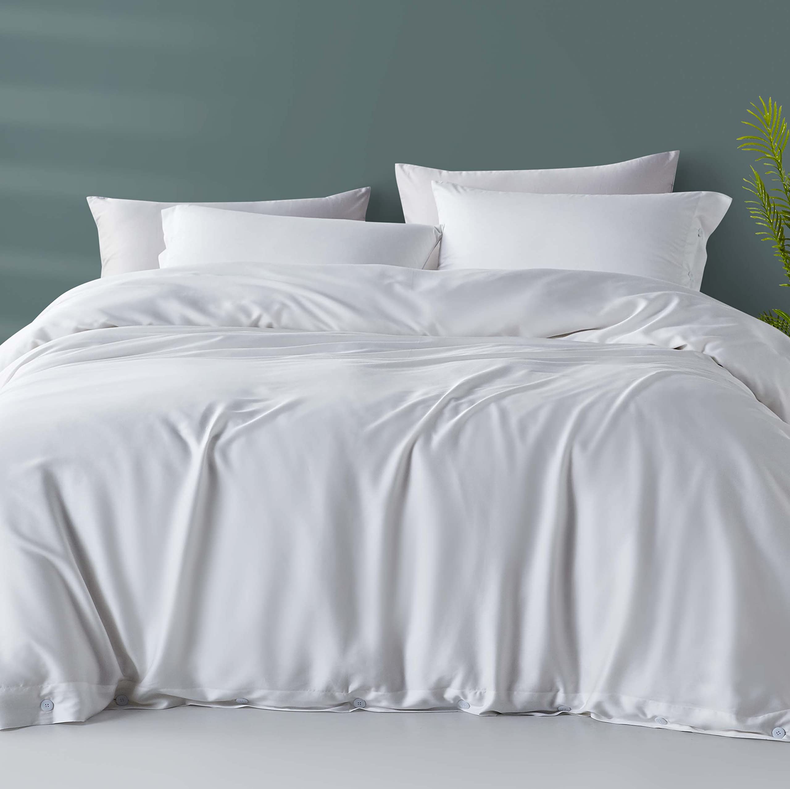 Premium Tencel Duvet Cover Set Queen Size - 90x90 Inch Soft Breathable Comforter Cover with 2 Pillowcases - Button Closure Bedding Collection - Perfect for Luxury Hotels, Guest Rooms & Master Bedrooms