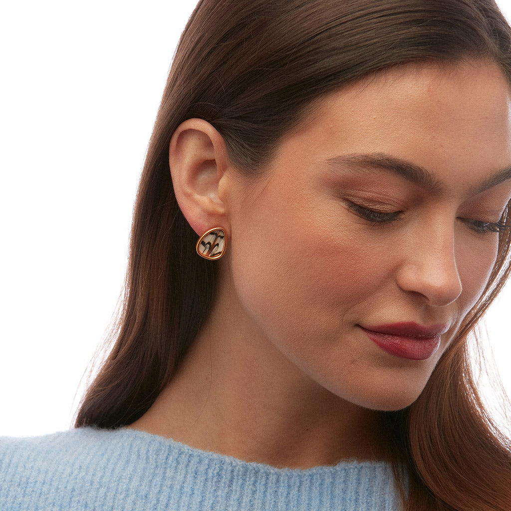 Thomasville 2.0 Stud Earrings for Women - 14K Gold Plated Cubic Zirconia Earrings - Minimalist Elegant Jewelry Gift for Her - Perfect for Daily Wear, Parties & Special Occasions