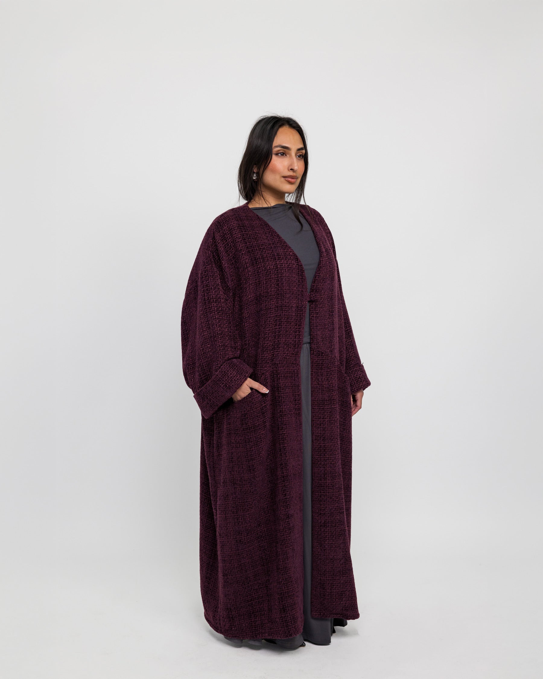 Elegant Tweed Abaya Dress for Women - Modest Islamic Clothing for Prayer, Wedding & Special Occasions
