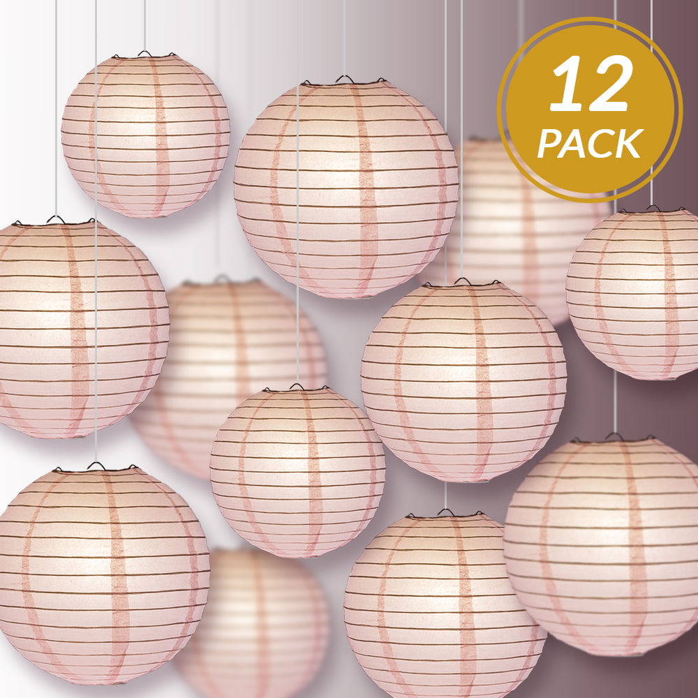 12-Piece Pink Paper Lantern Set for Wedding & Party Decorations - 12/10/8 Inch Chinese Hanging Lanterns - Perfect for Birthday Parties, Baby Showers & Home Decor
