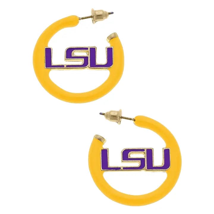 LSU Logo Hoop Earrings - Gold Plated LSU Tigers Jewelry for Women - Perfect for Game Day, College Events & Fan Gifts