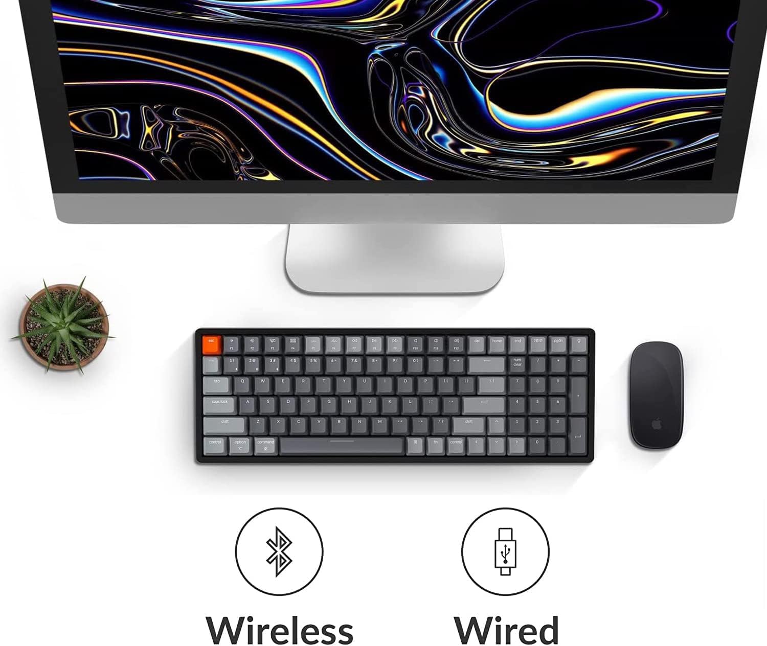 Keychron K4 Bluetooth/Wireless Mechanical Keyboard with RGB Backlit, Hot-Swappable 100-Key Compact Design, USB Wired Gaming Keyboard for Mac & Windows - Aluminum Frame, Gateron Red Switch | Perfect for Office Work, Gaming & Programming