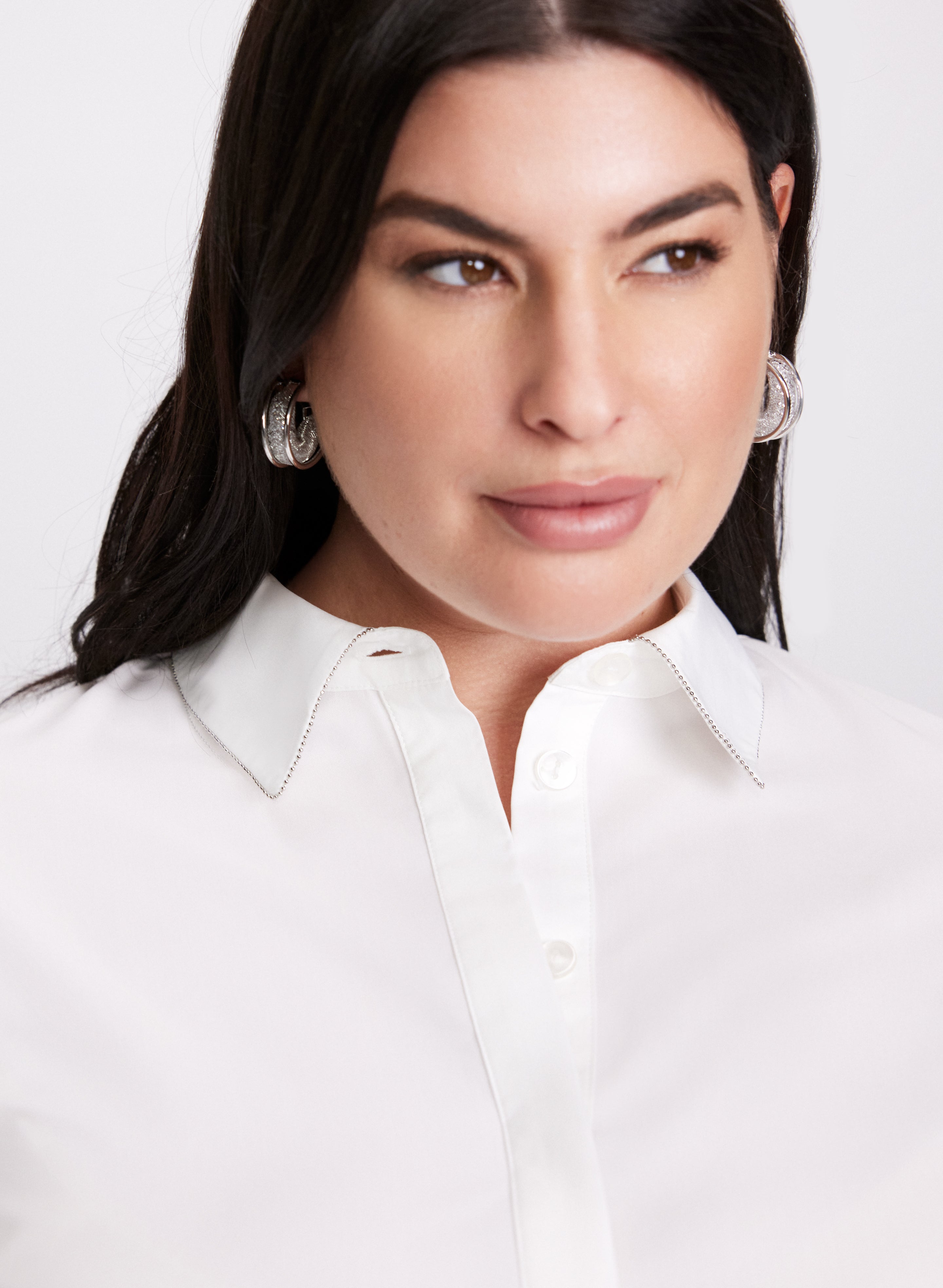 Embellished Collar Blouse for Women - Elegant Ruffled Neckline Tops - Perfect for Office Wear, Date Night & Special Occasions