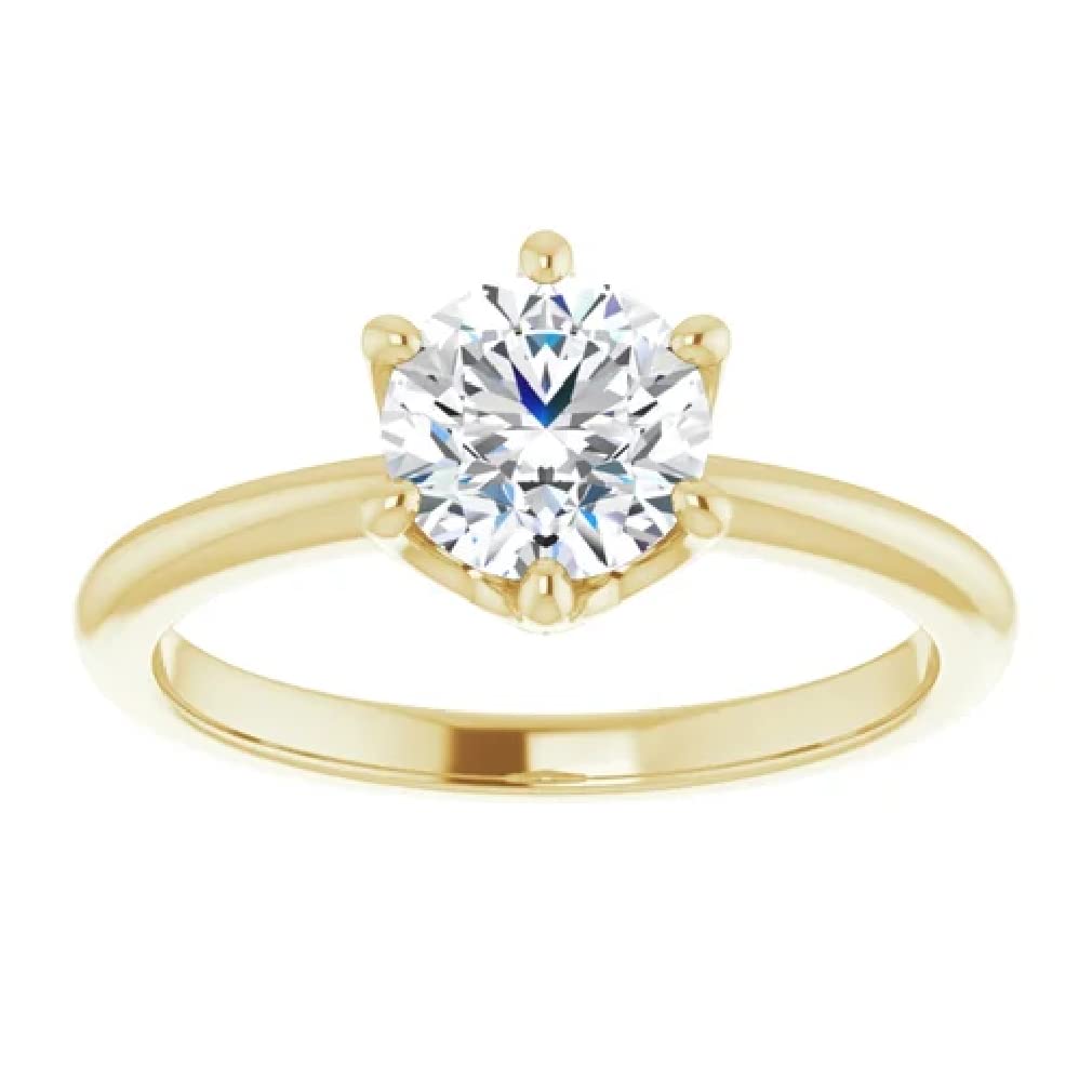 10K Solid Yellow Gold Handmade Engagement Ring - 1 CT Round Cut Moissanite Solitaire Wedding Band for Women | Proposal, Anniversary & Bridal Jewelry Gift