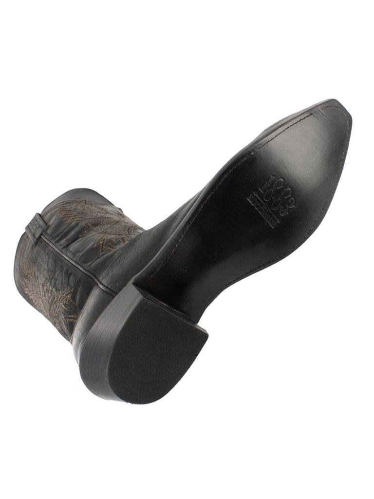 Lucchese N1560.54 Men's Crayton Mad Dog Goat Western Boots - Black Burnished Leather Cowboy Boots for Riding, Country Music Festivals & Western Fashion
