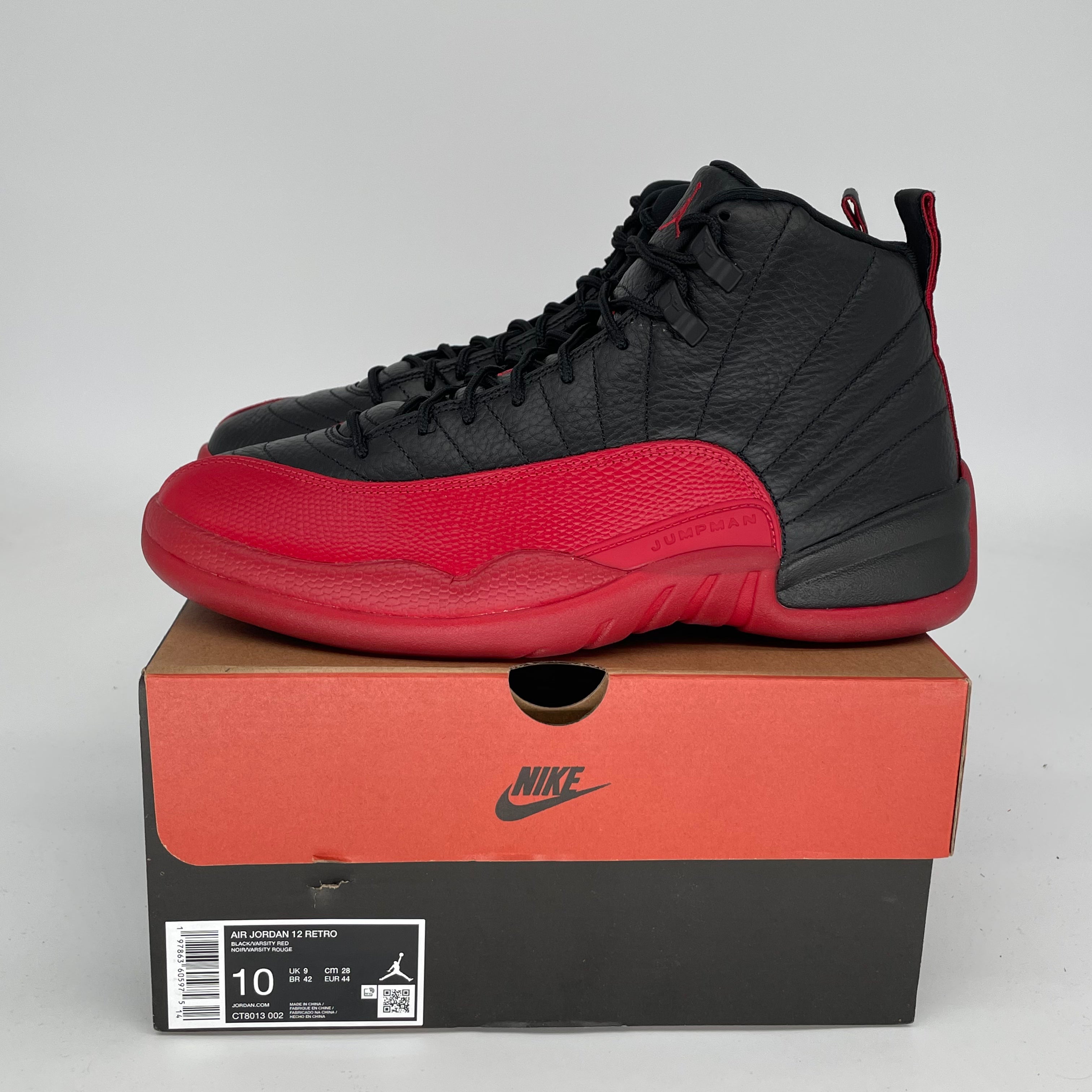 Original Air Jordan 12 Retro 'Flu Game' Basketball Shoes - Men's Size 10 (CT8013-002) Black/Red - Perfect for NBA Games, Streetwear & Sneaker Collectors