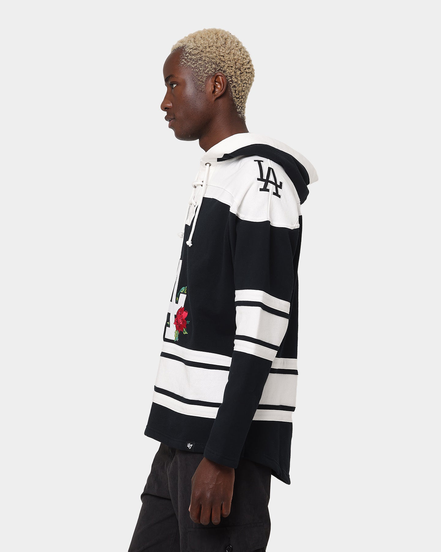 47 Brand Los Angeles Dodgers Superior Lacer Hoodie Black - Men's Baseball Fan Zip-Up Sweatshirt for Game Day & Casual Wear