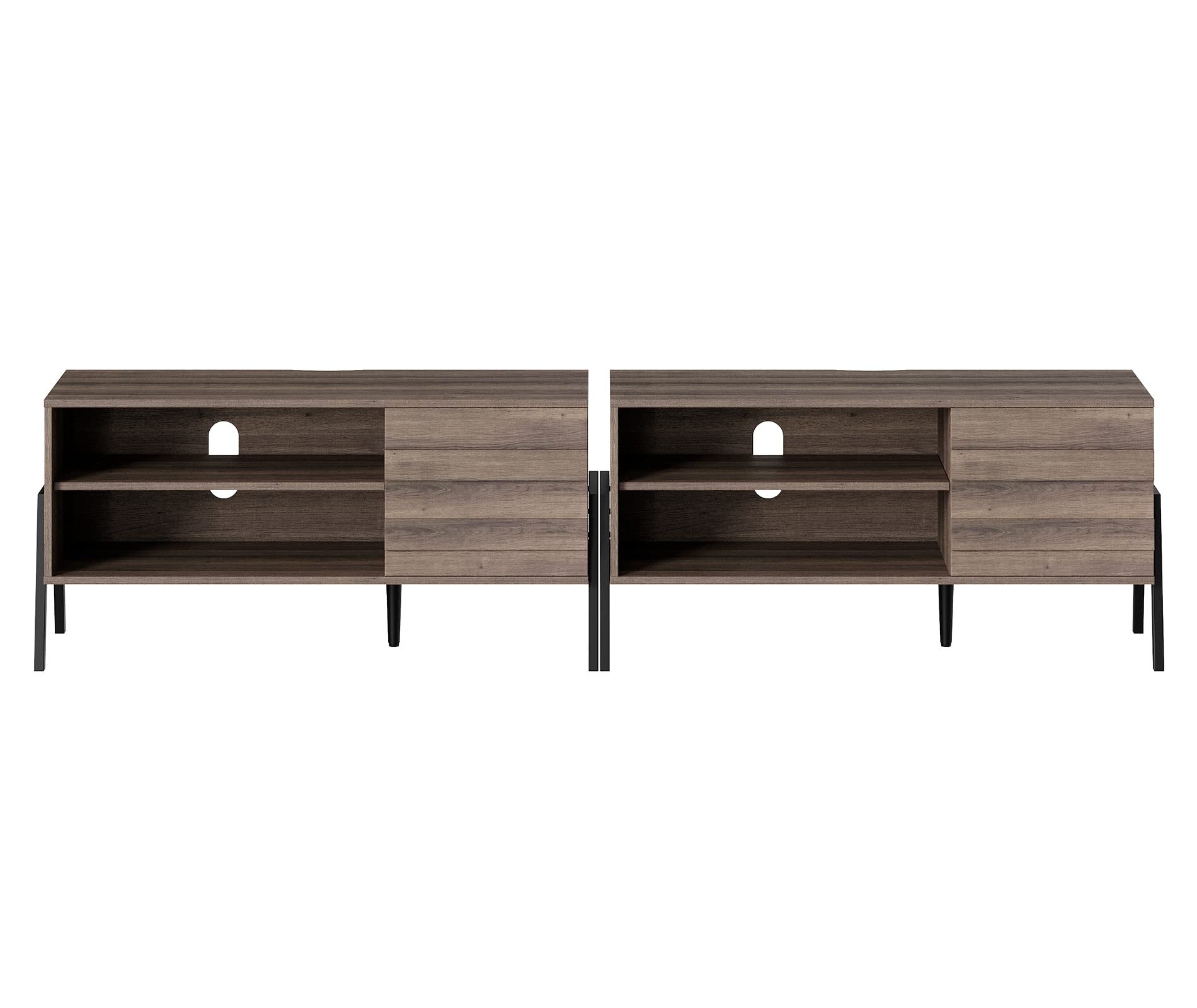 Mid Century Modern TV Stand for 85 Inch TV with Warm White LED Lights - Large Entertainment Center with Storage Cabinet & Metal Legs for 80-90 Inch TVs - Espresso TV Console Table for Living Room & Bedroom - Perfect for Home Theater Setup & Stylish Home Decor