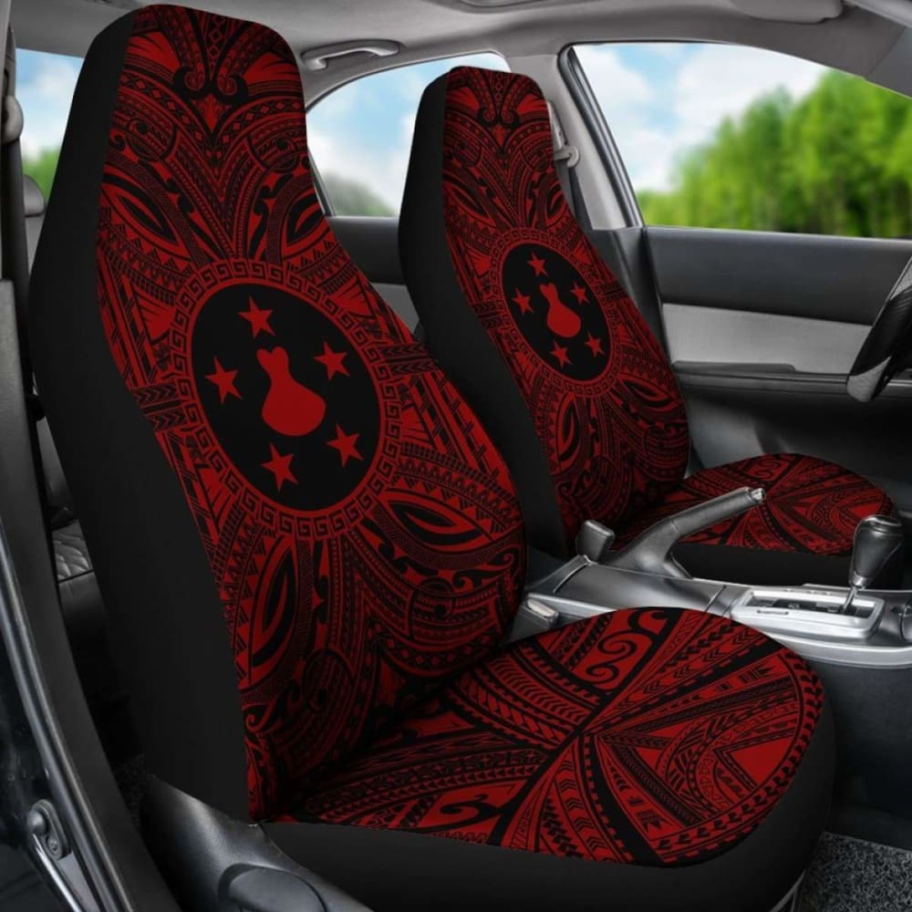 Premium Austral Islands Car Seat Cover - Polynesian Red & Black Design with Coat of Arms | Durable Protection for Vehicles | Perfect for SUVs, Trucks & Family Cars