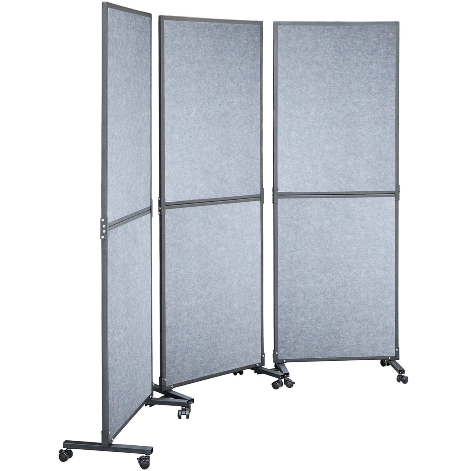VEVOR 5.5 ft Folding Room Divider Privacy Screen - 3 Panel Portable Partition Wall for Office, Library, School - Light Gray Acoustic Space Separator | Perfect for Home Offices, Classrooms & Event Spaces