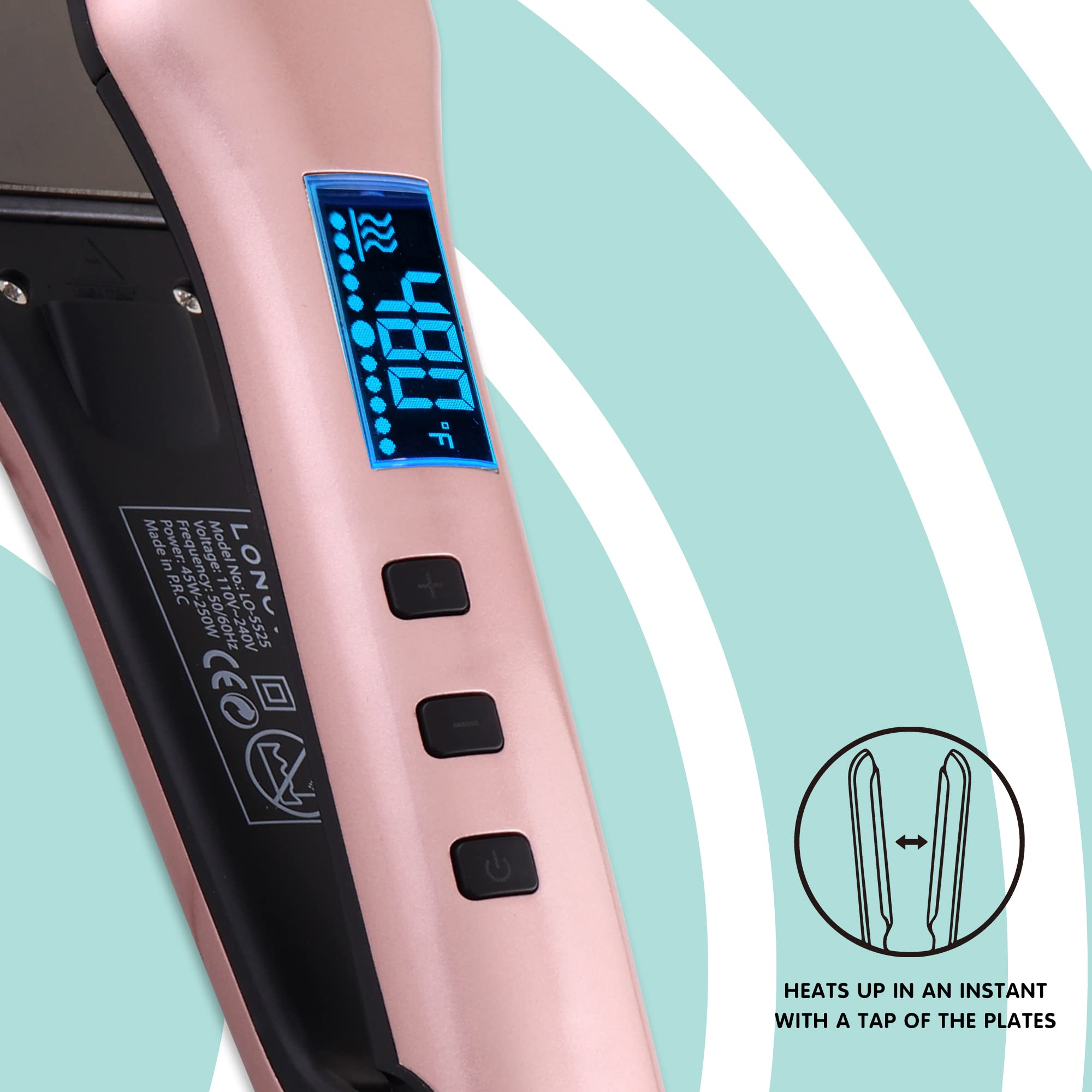 Professional Titanium Flat Iron for Thick Hair - Fast Heating Hair Straightener with Adjustable Temperature (300-450°F) - Perfect for Salon Styling & Home Use
