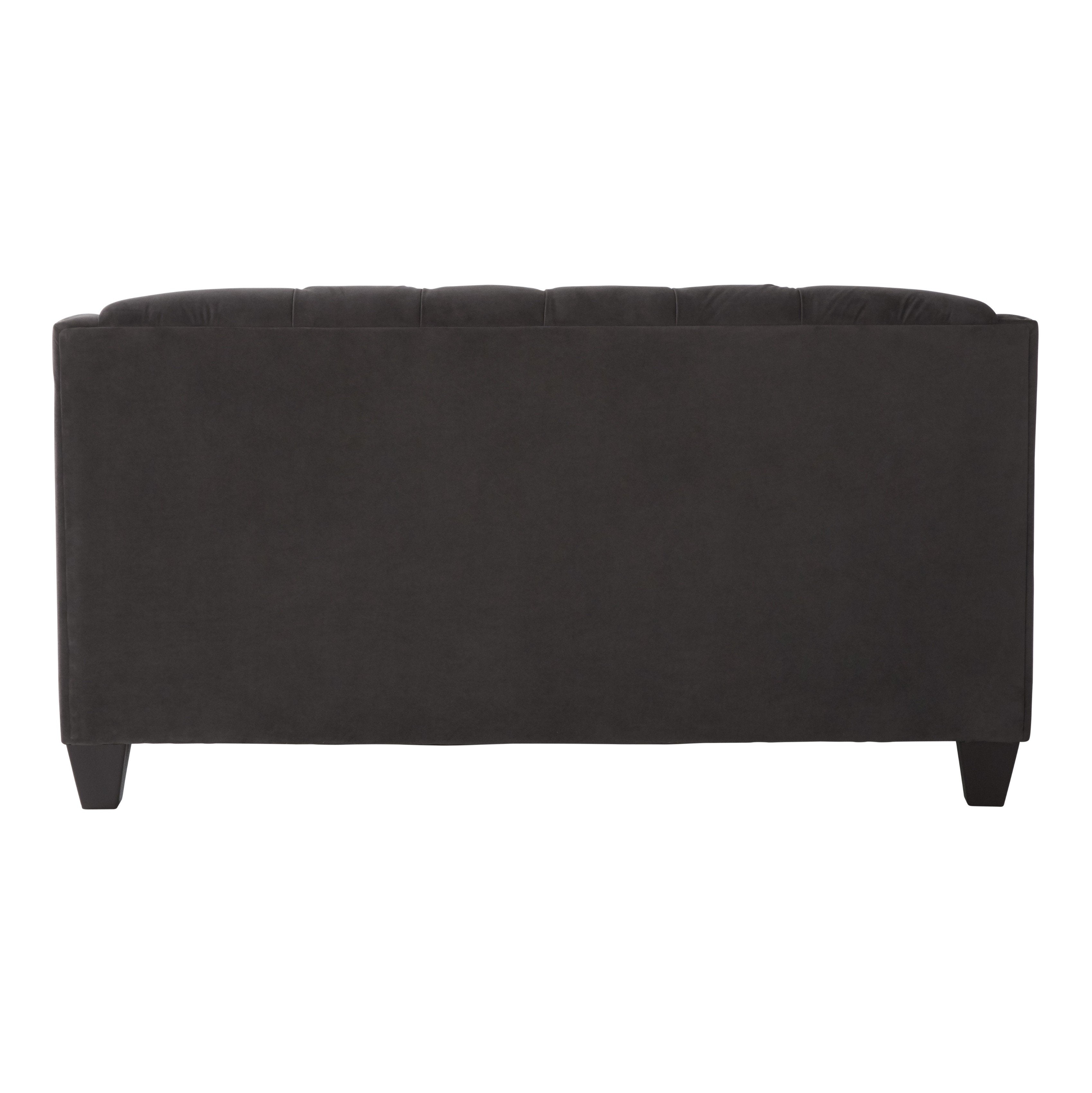 Modern Velvet Tufted Loveseat with Nailhead Trim - Gray Transitional Sofa for Living Room | Moselle Collection | Perfect for Small Spaces & Cozy Home Decor