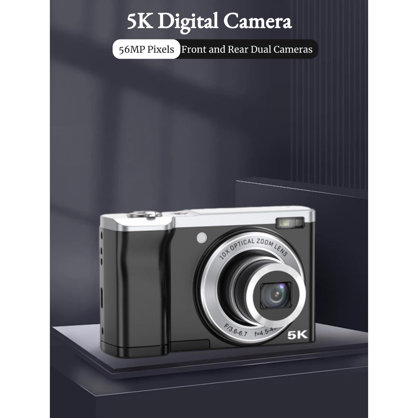 5K Digital Camera with 10x Optical Zoom & Anti-Shake | Touch Screen Autofocus Compact Camera | Portable Selfie Camera for Beginners | Perfect for Travel, Vlogging & Everyday Photography