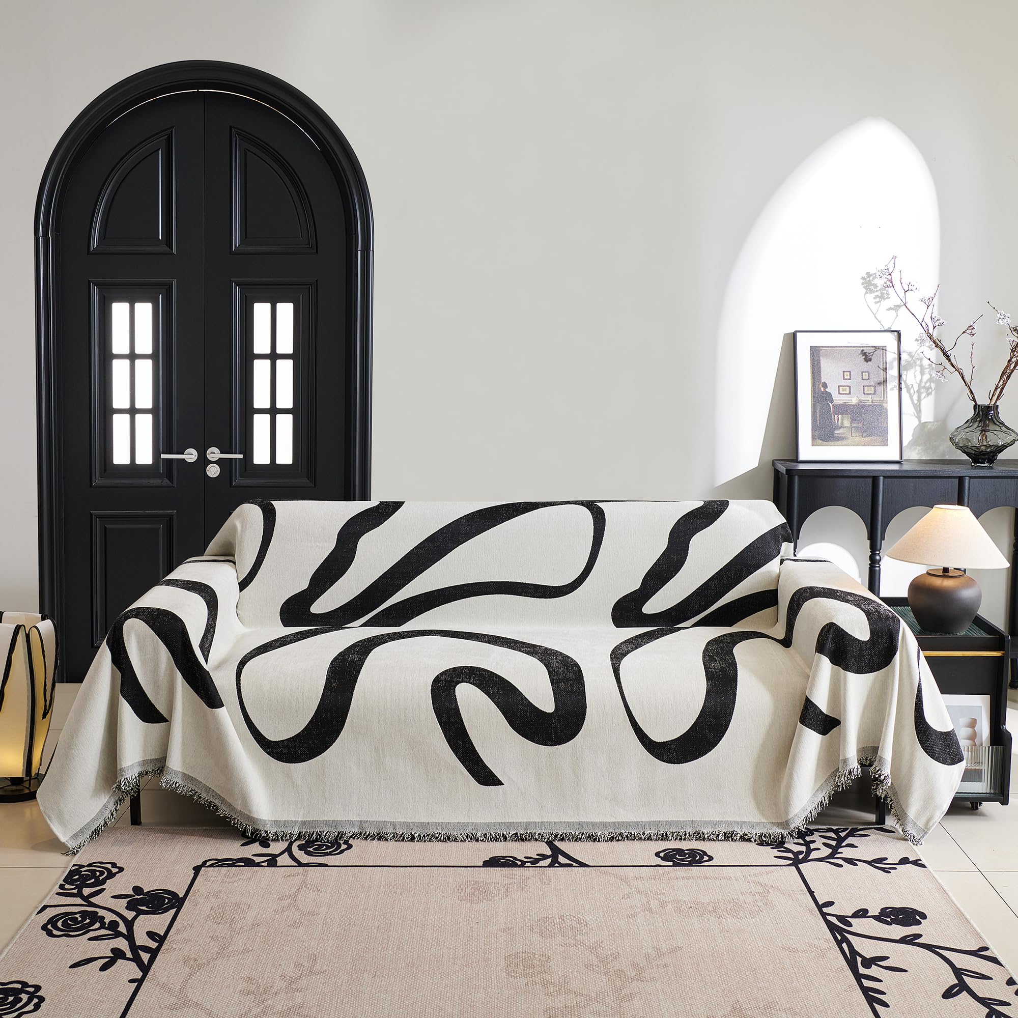 Boho Jacquard Sofa Slipcover - Super Soft 2-3 Cushion Couch Cover for Sectional & Loveseat (71x102