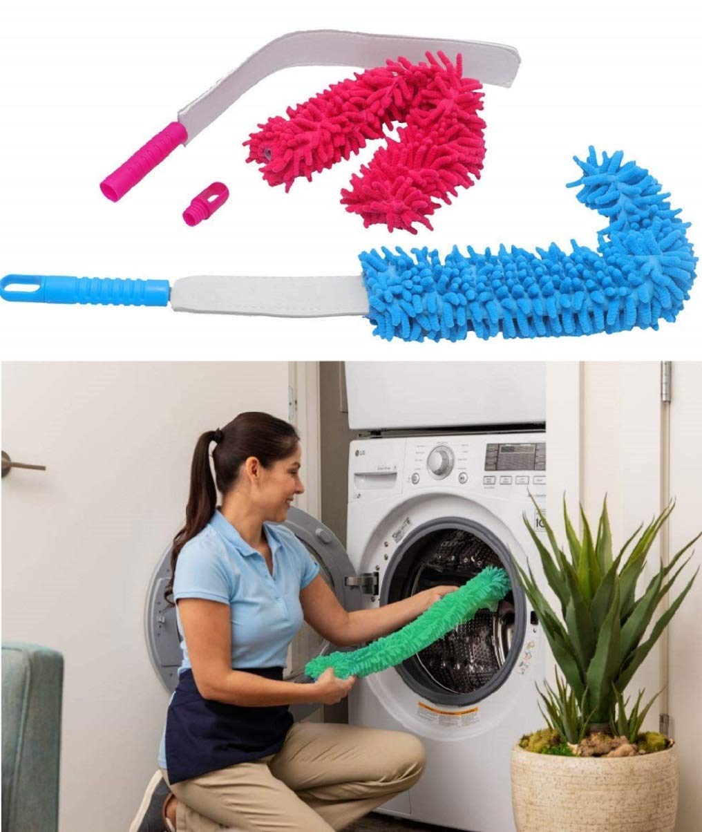 Flexible Stainless Steel Fan Mop Cleaner - Multi-Surface Floor Duster for Hardwood, Tile & Carpet - Perfect for Home, Kitchen, Car & Office Cleaning with Extendable Handle (Ideal for Dusting, Mopping & AC Vent Cleaning)