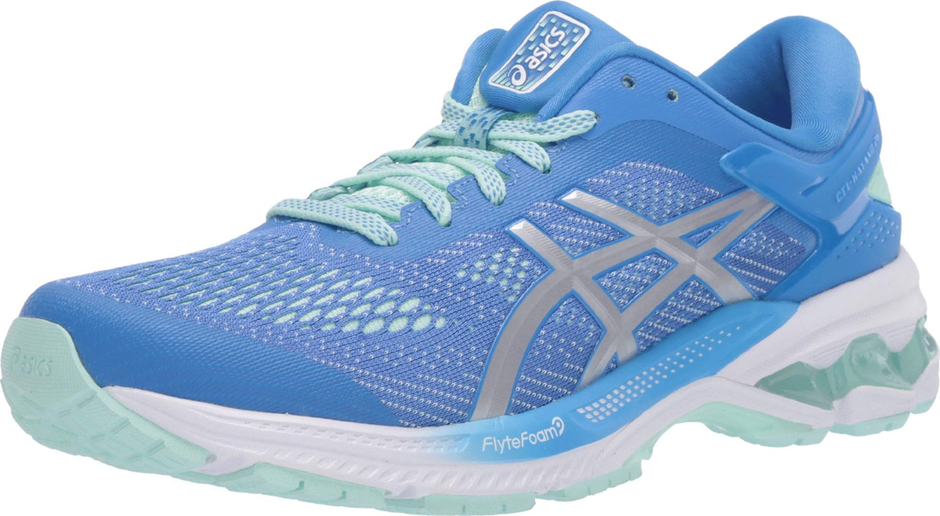 ASICS Women's Gel-Kayano 26 Running Shoes - Lightweight Stability Sneakers for Women, Size 5, Blue Coast/Pure Silver - Perfect for Marathon Training, Jogging & Gym Workouts
