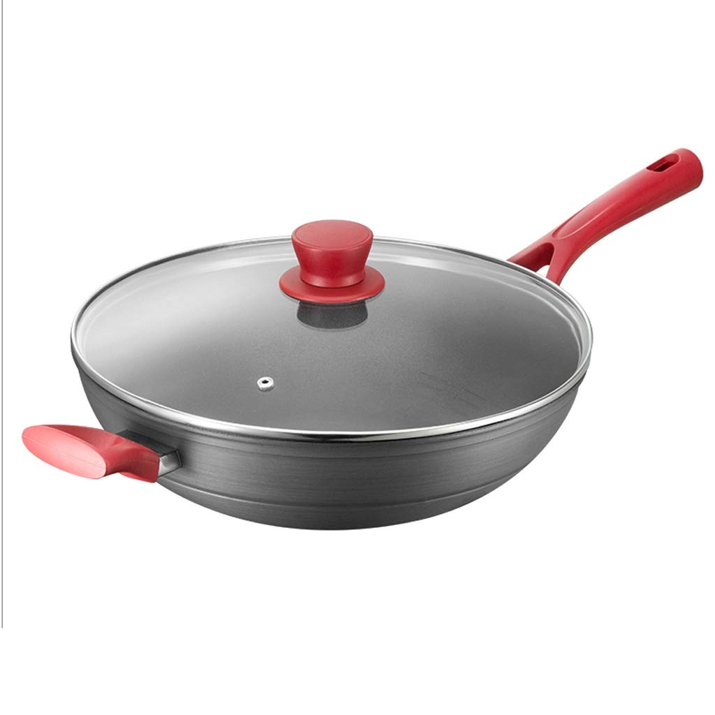 Non-Stick Wok Pan for Gas Stove - Flat Bottom Stir Fry Pan with Less Oil Smoke - Perfect for Asian Cooking, Stir Frying, Sautéing & Hotpot - Healthy Kitchen Cookware for Home Chefs