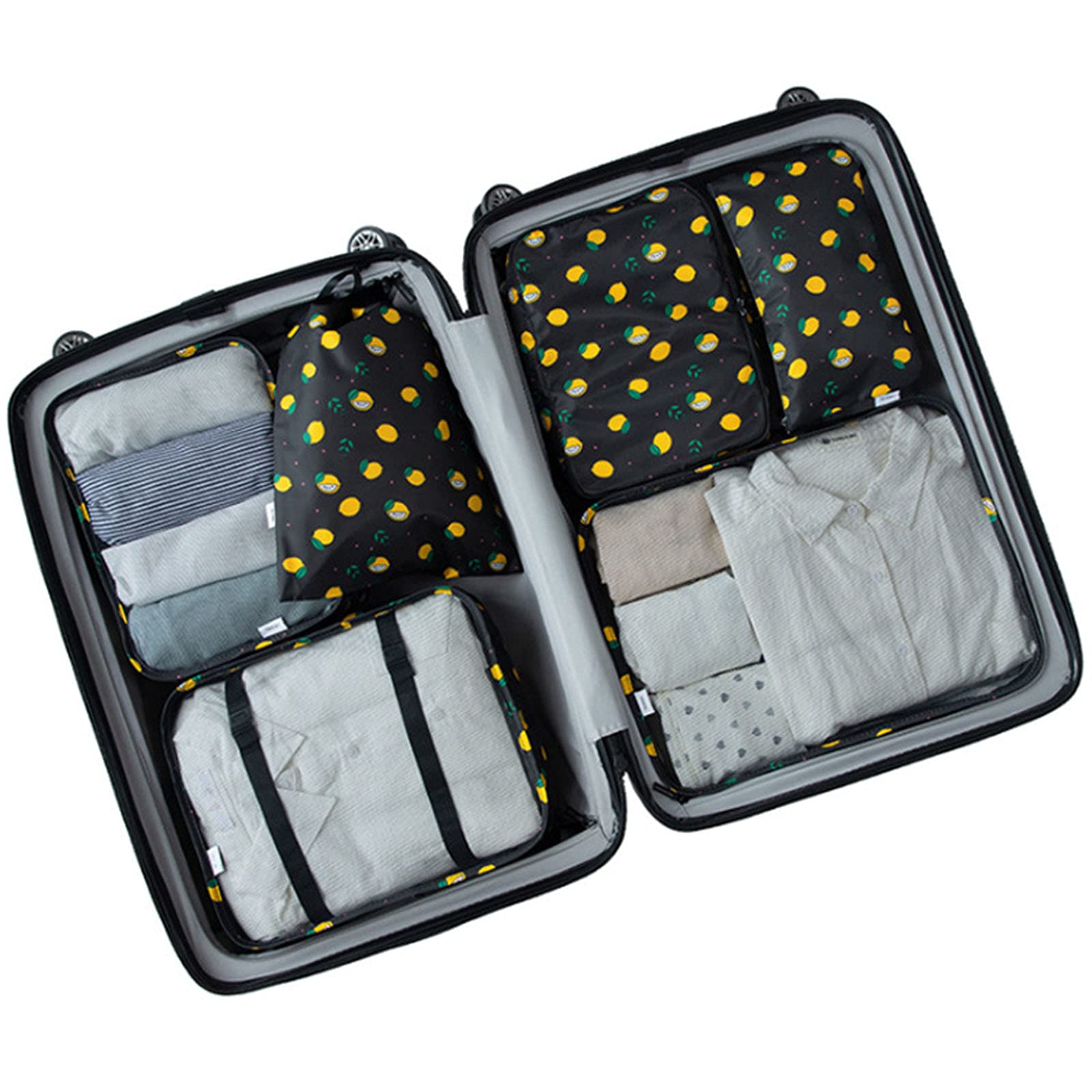 6-Piece Packing Cubes Set for Travel - Foldable Lightweight Luggage Organizer with Storage Bags (Black) | Perfect for Vacation, Business Trips & Weekend Getaways