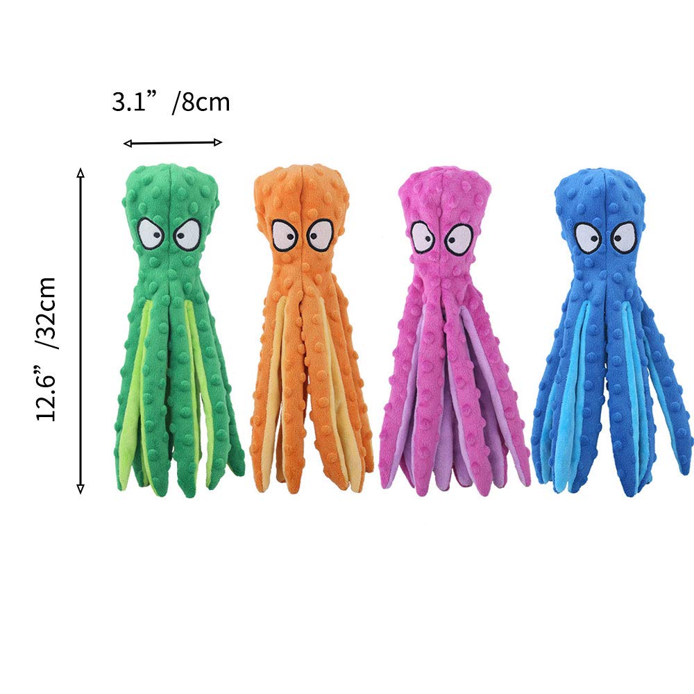 Oncpcare 2-Pack No Stuffing Octopus Squeaky Dog Toys - Durable Plush Chew Toys for Small, Medium & Large Dogs - Perfect for Playtime, Training & Teething Relief