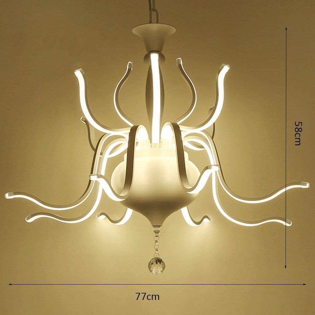 Modern LED Chandelier - Aluminum & Acrylic Crystal Pendant Light Fixture with Warm White Lighting for Living Room, Lobby & Dining Room Ceiling Decoration | Energy Efficient & Stylish Home Lighting Solution