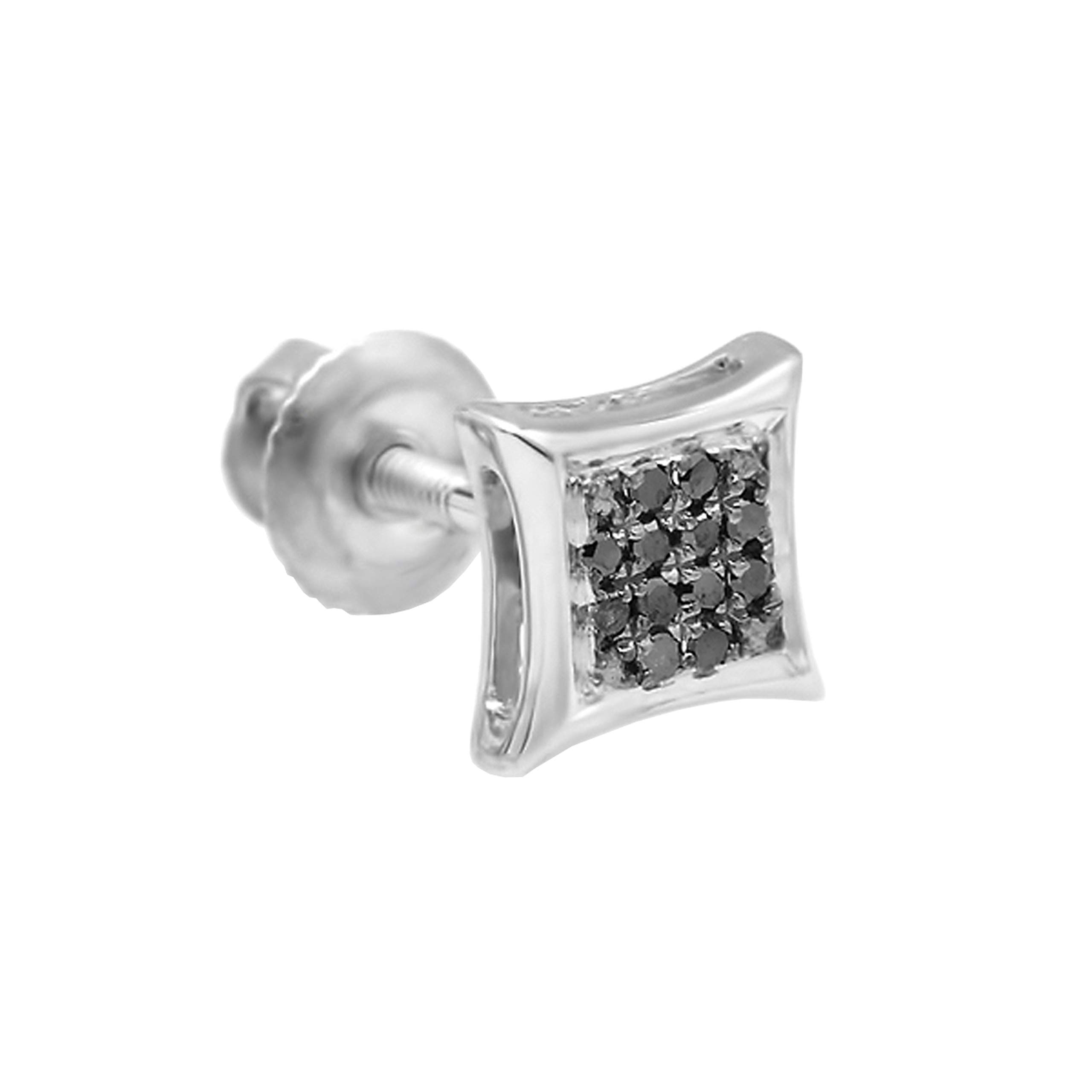 0.05ct Round Black Diamond Stud Earrings - Kite Shape Micro Pave Setting - Dazzlingrock Collection - Perfect for Evening Parties & Special Occasions