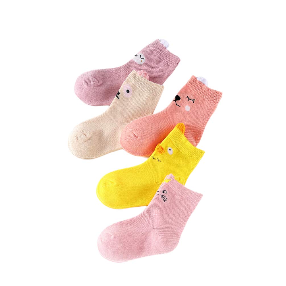 KESYOO 5-Pack Baby Sheep Cartoon Socks - Anti-Slip Knee-High Cotton Stockings for Toddlers (1-3 Years, Size S) | Cute & Warm Nursery Socks for Playtime, Daycare & Winter Outfits