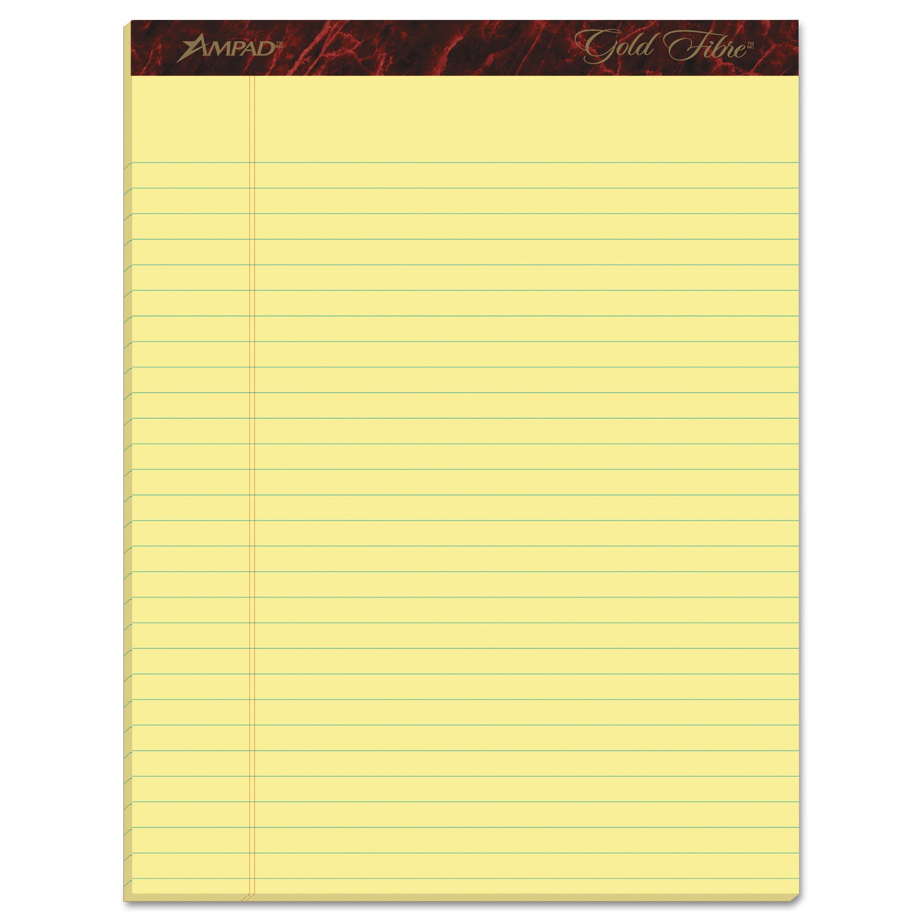 Ampad Gold Fibre Premium Writing Pads - Wide/Legal Rule, 50 Canary Yellow Sheets (8.5