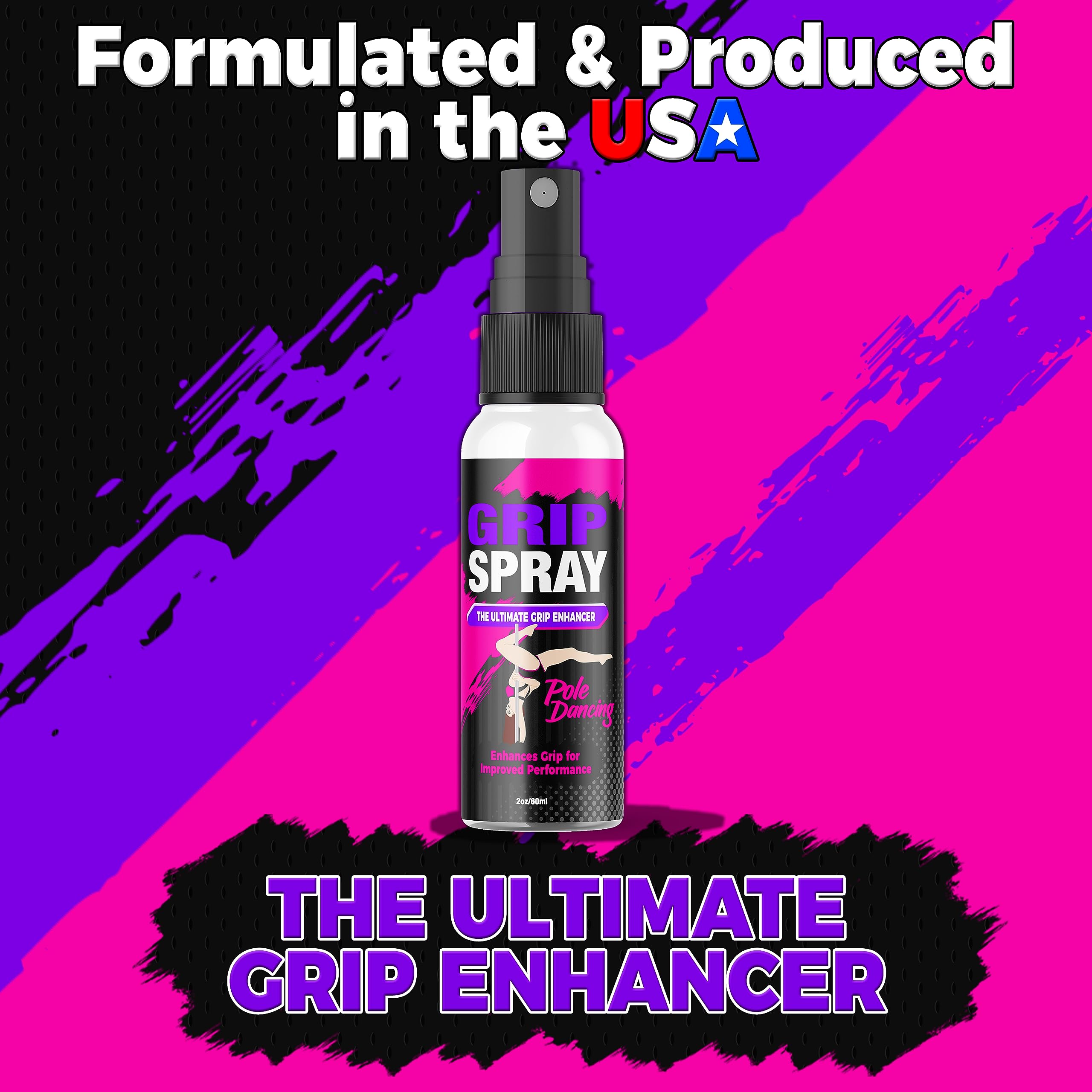 Pole Grip Spray - Enhanced Dry Hands Grip for Pole Dancing & Aerial Silks - Rosin Spray for Pole Fitness - 2oz Sticky Spray Bottle - Perfect for Studio & Home Practice