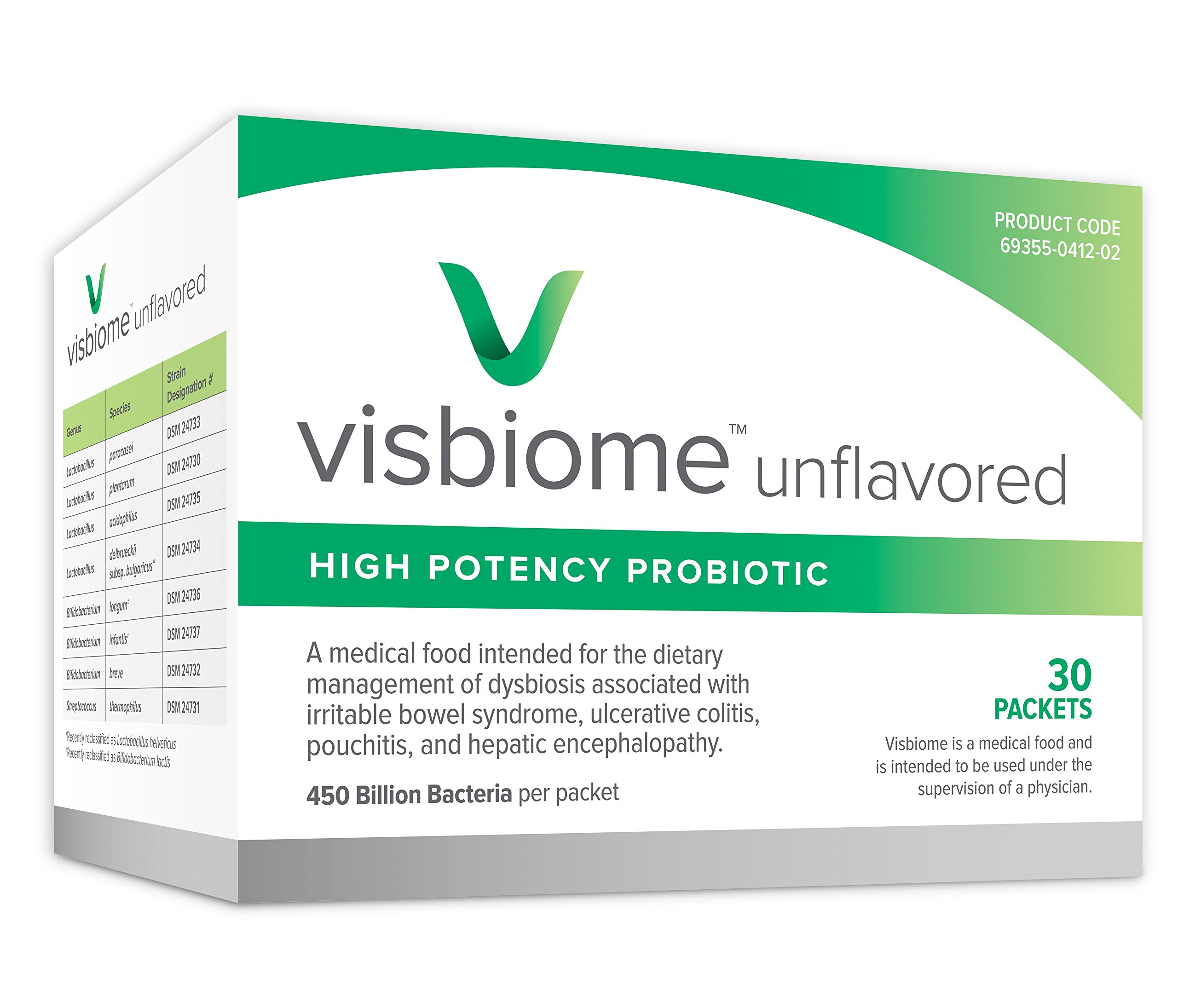 Visbiome High Potency Probiotic 450 Billion CFU - 30 Unflavored Powder Packets with Temperature Monitor | Supports Digestive & Immune Health | Cold Shipped in Eco-Friendly Cooler | Ideal for Travel, Gut Health & Daily Wellness