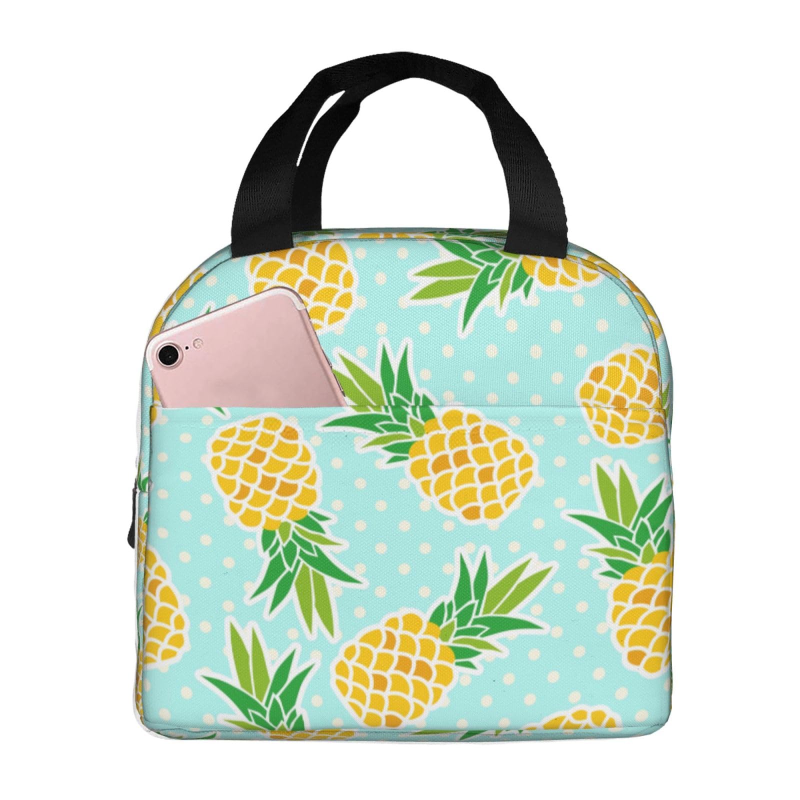Stylish Pineapple Insulated Lunch Bag - Reusable & Compact Tote for Women & Men - Perfect for School, Office, Work & Picnics